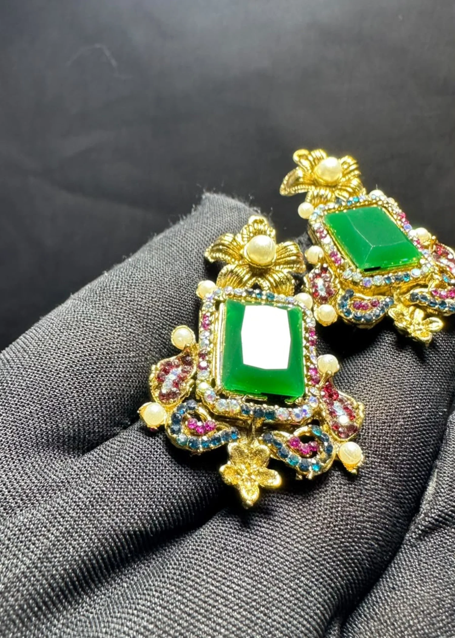 Jewelry Set in Bottle green, gold Color by - Trendy Women Jewelry Set VOU5499 - view 3