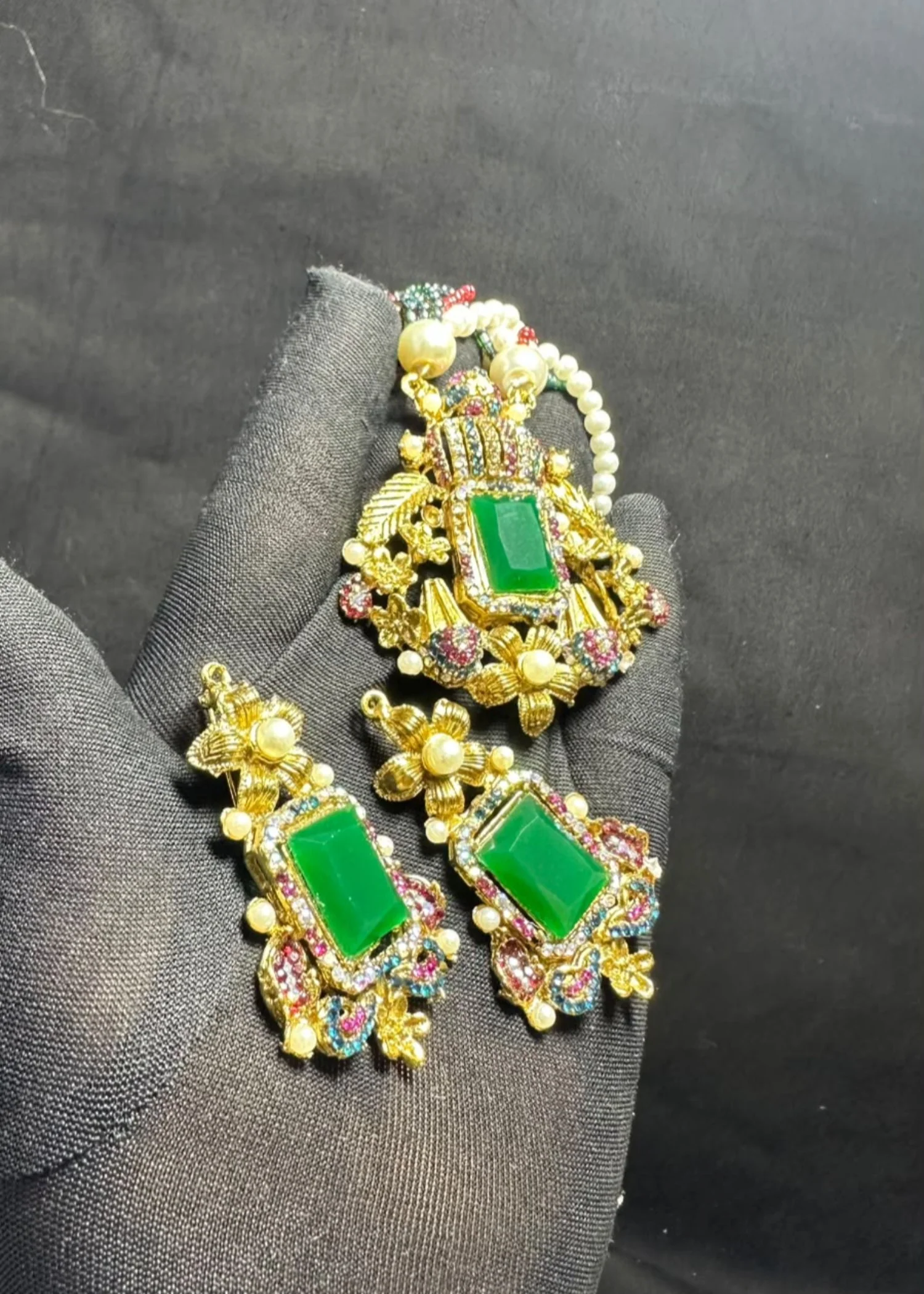 Jewelry Set in Bottle green, gold Color by - Trendy Women Jewelry Set VOU5499 - view 8