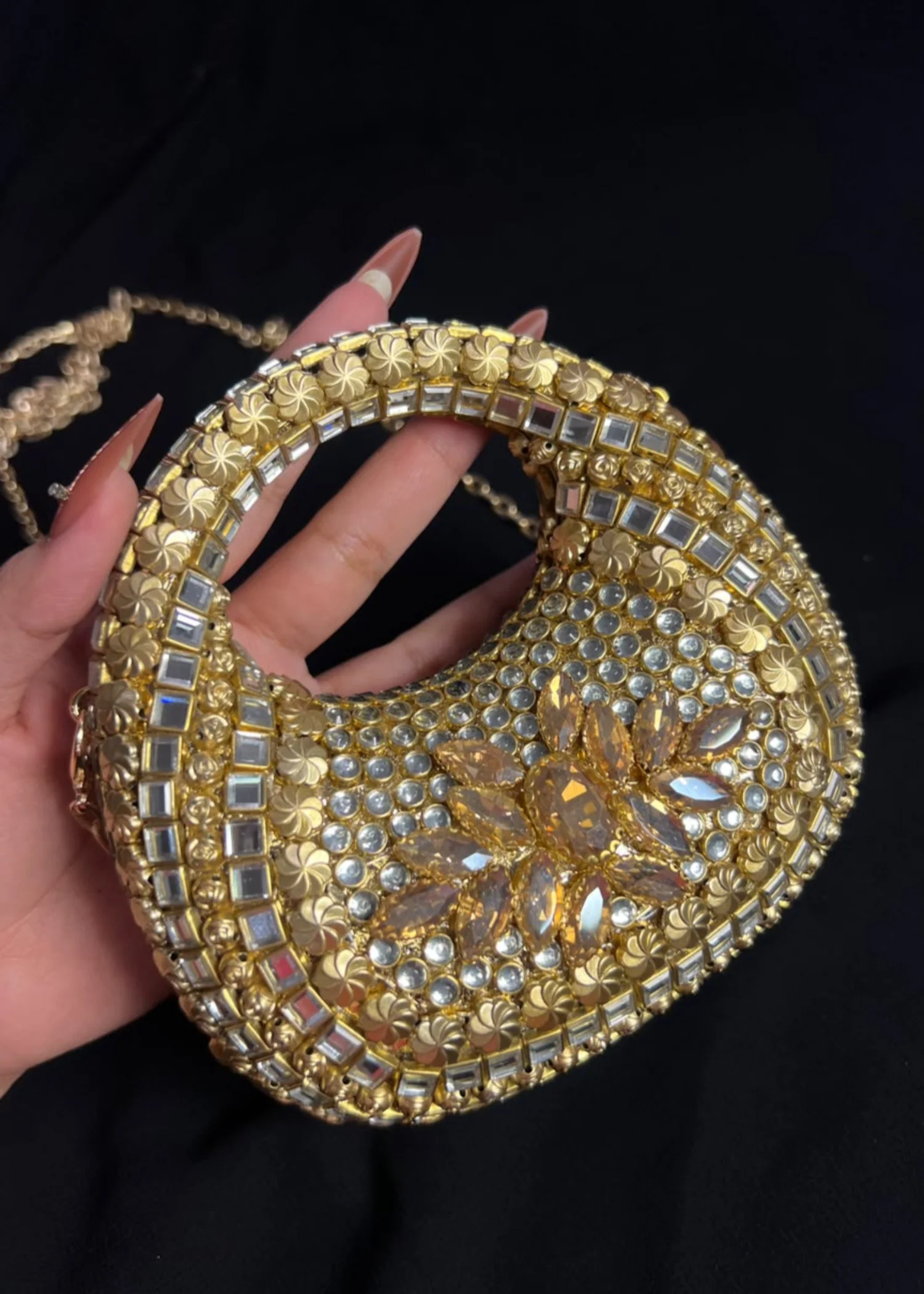 Clutch in Gold Color by - Trendy Women Clutch STV7889 - clutch purse for wedding guest at ShoplyHub