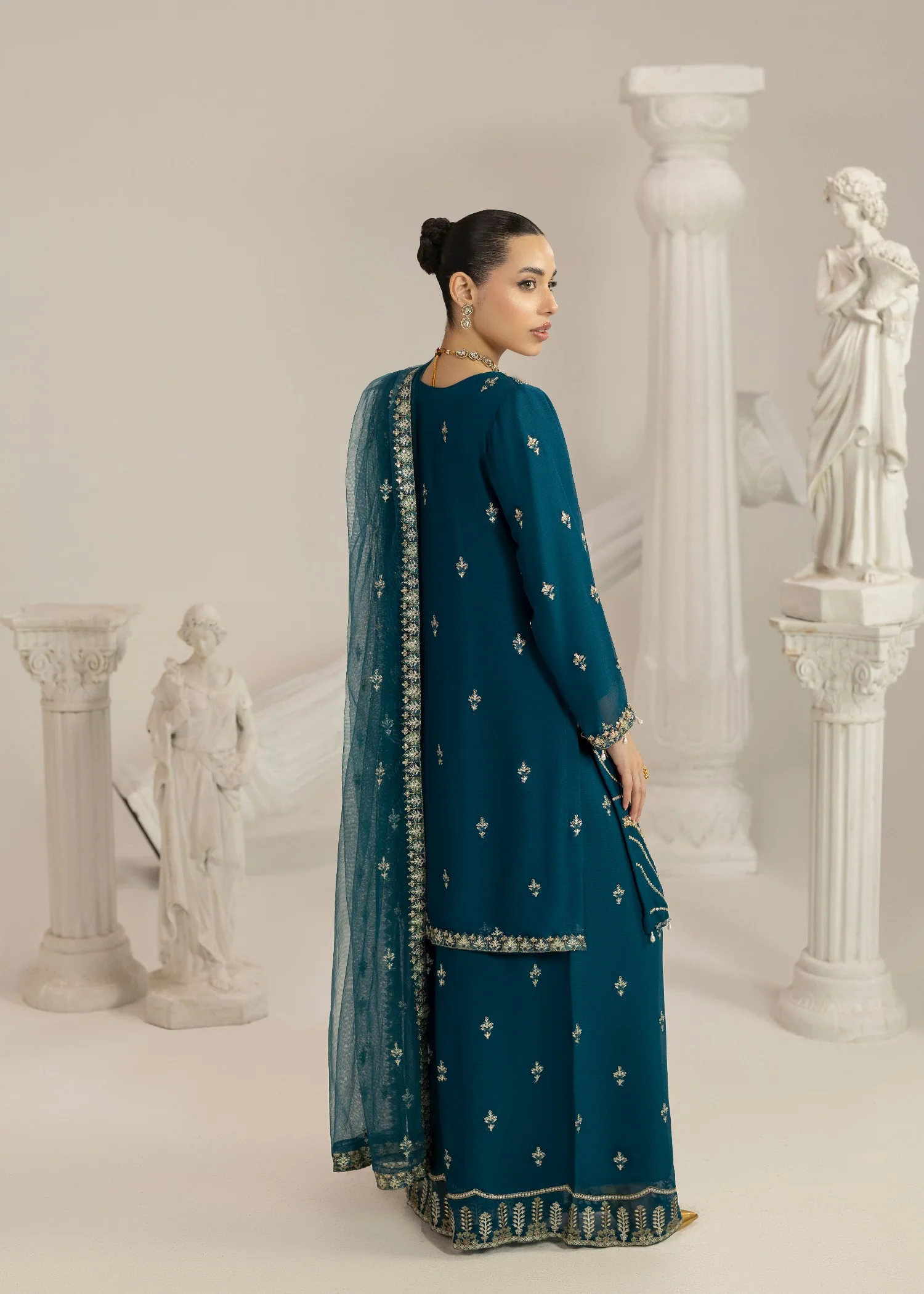 chiffon Sharara in Pine green - view 6