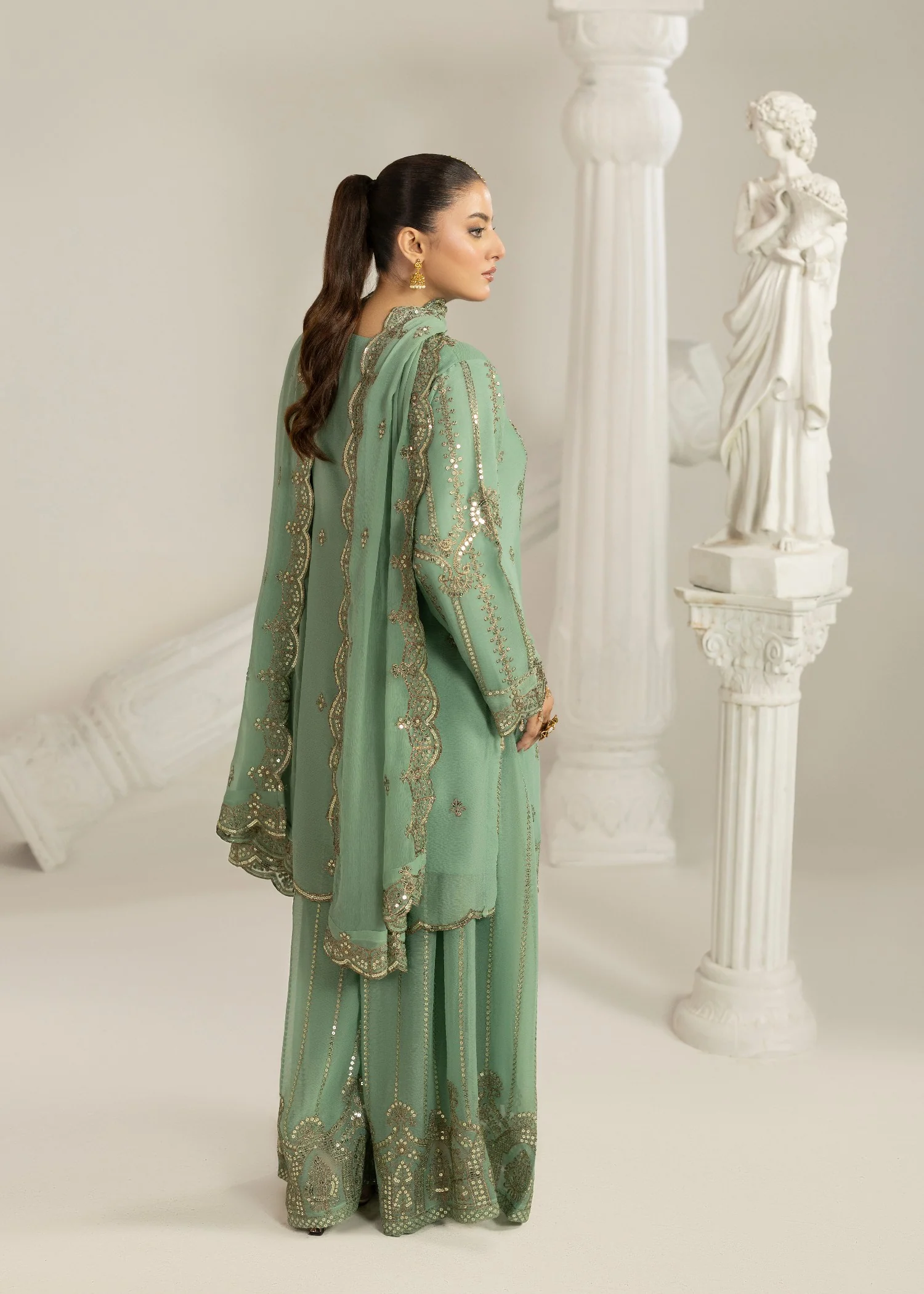 chiffon Sharara in Mint green - view 4