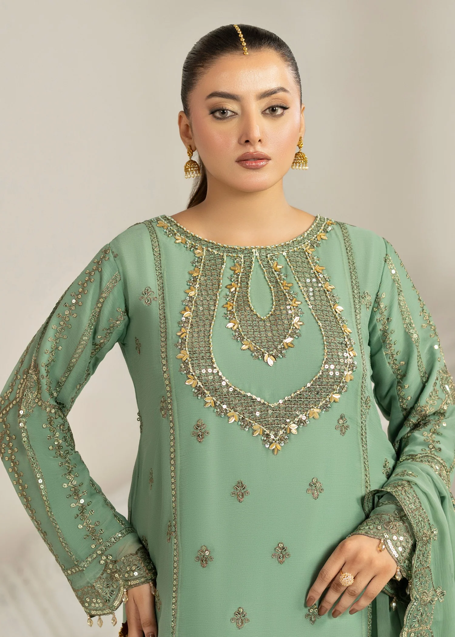 chiffon Sharara in Mint green - view 5
