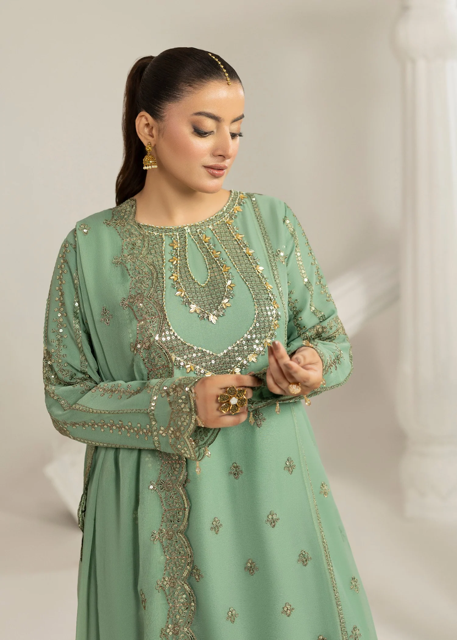 chiffon Sharara in Mint green - view 7