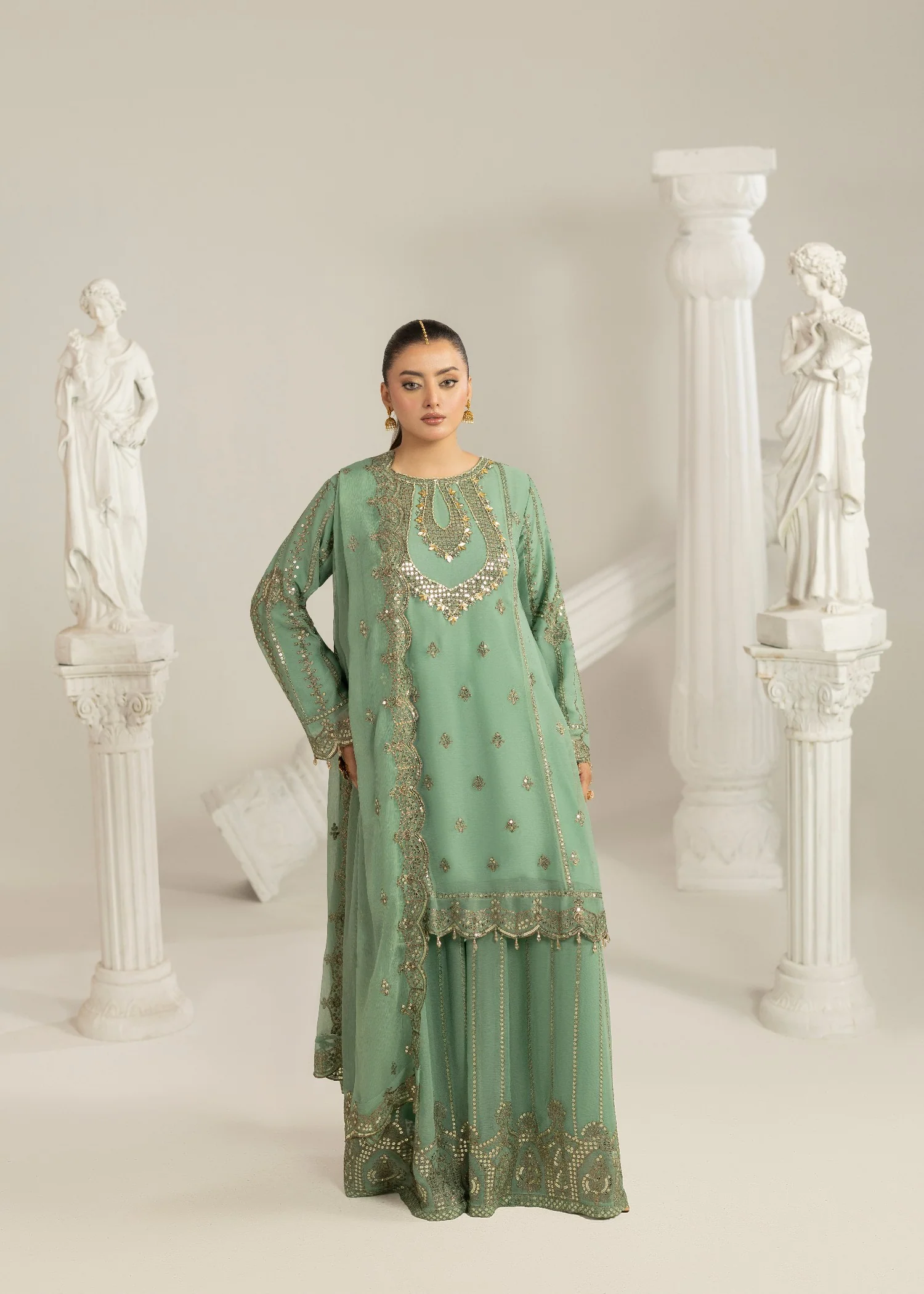 chiffon Sharara in Mint green - view 8