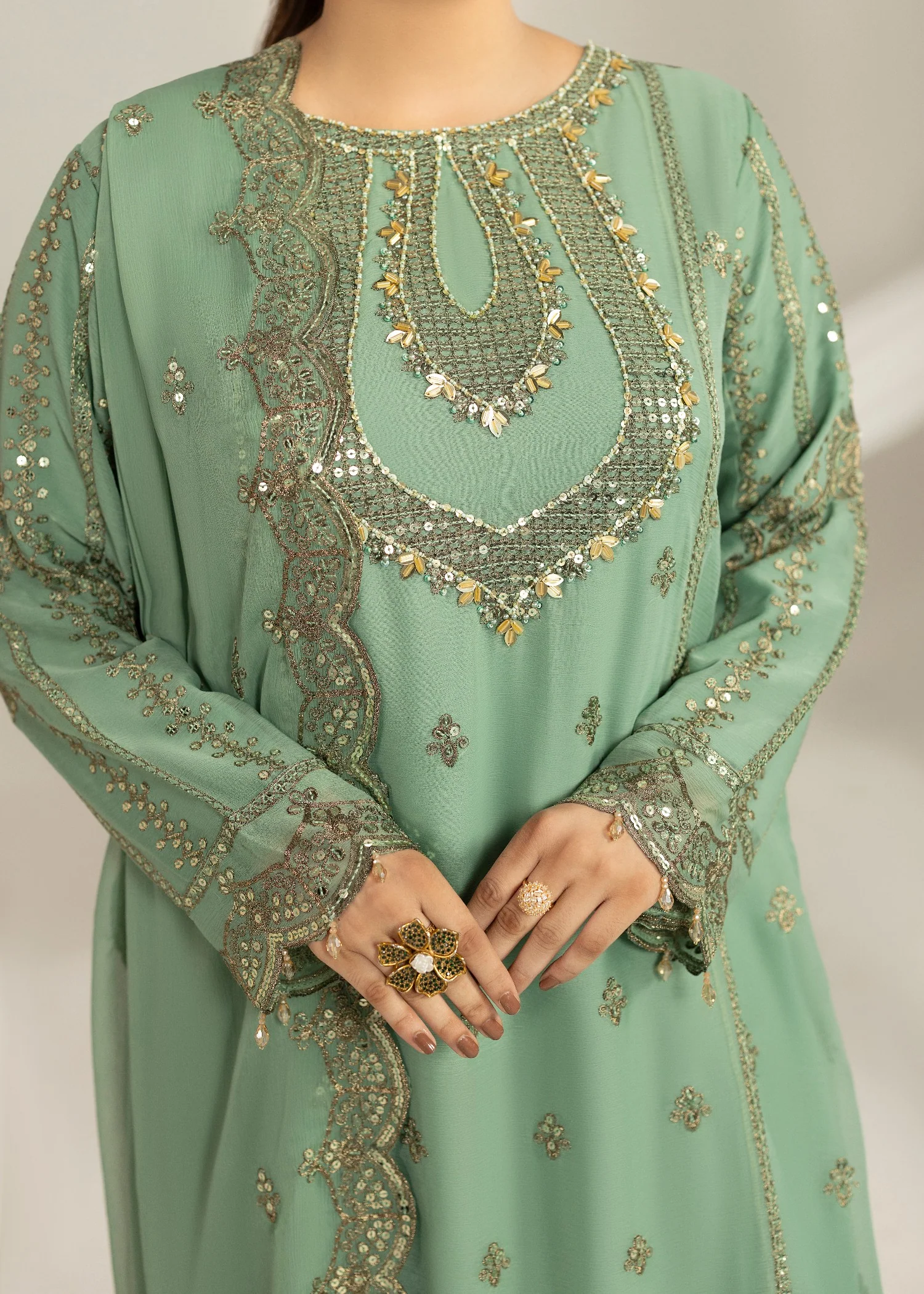 chiffon Sharara in Mint green - view 6