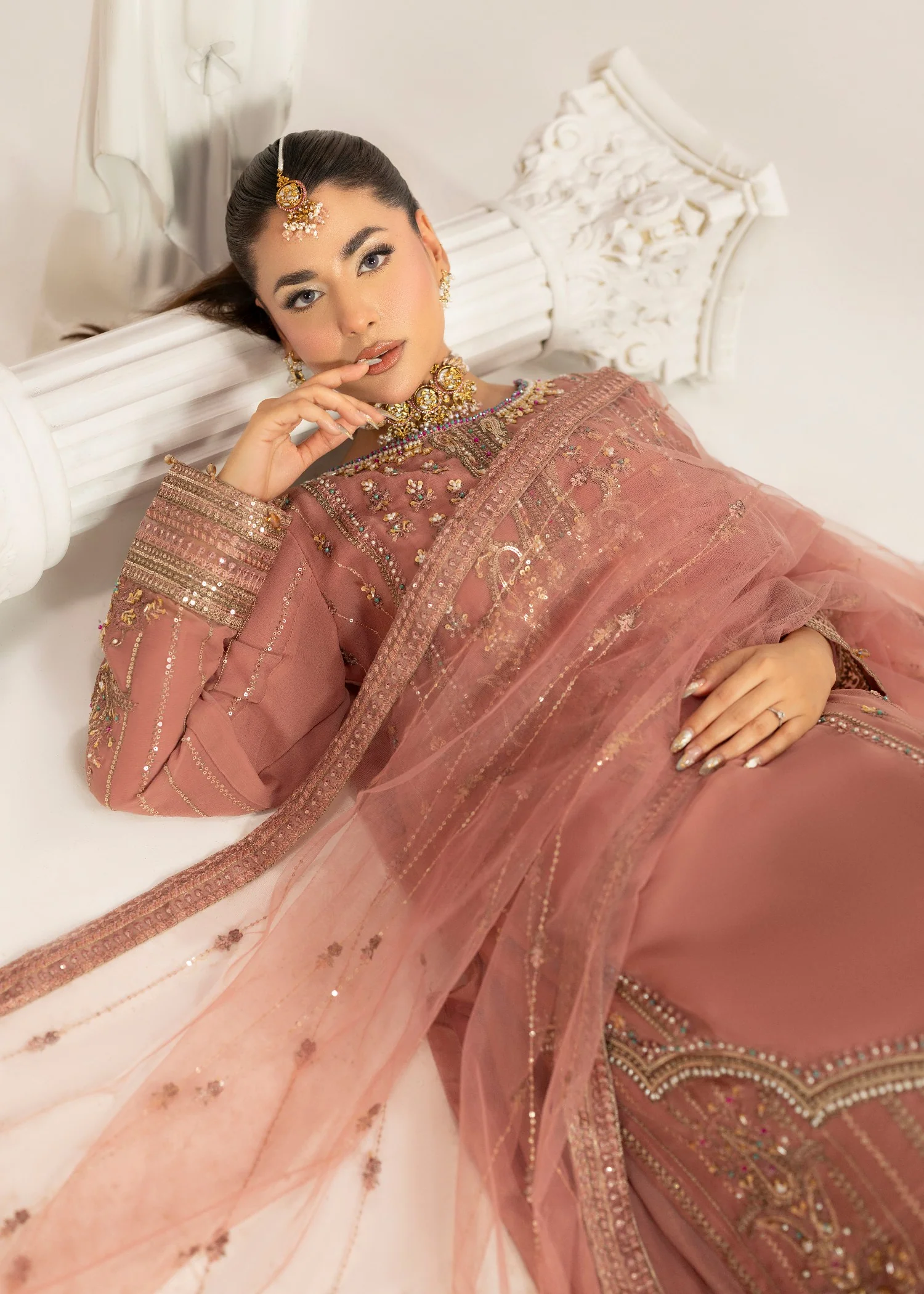 chiffon Sharara in Peach pink - view 4