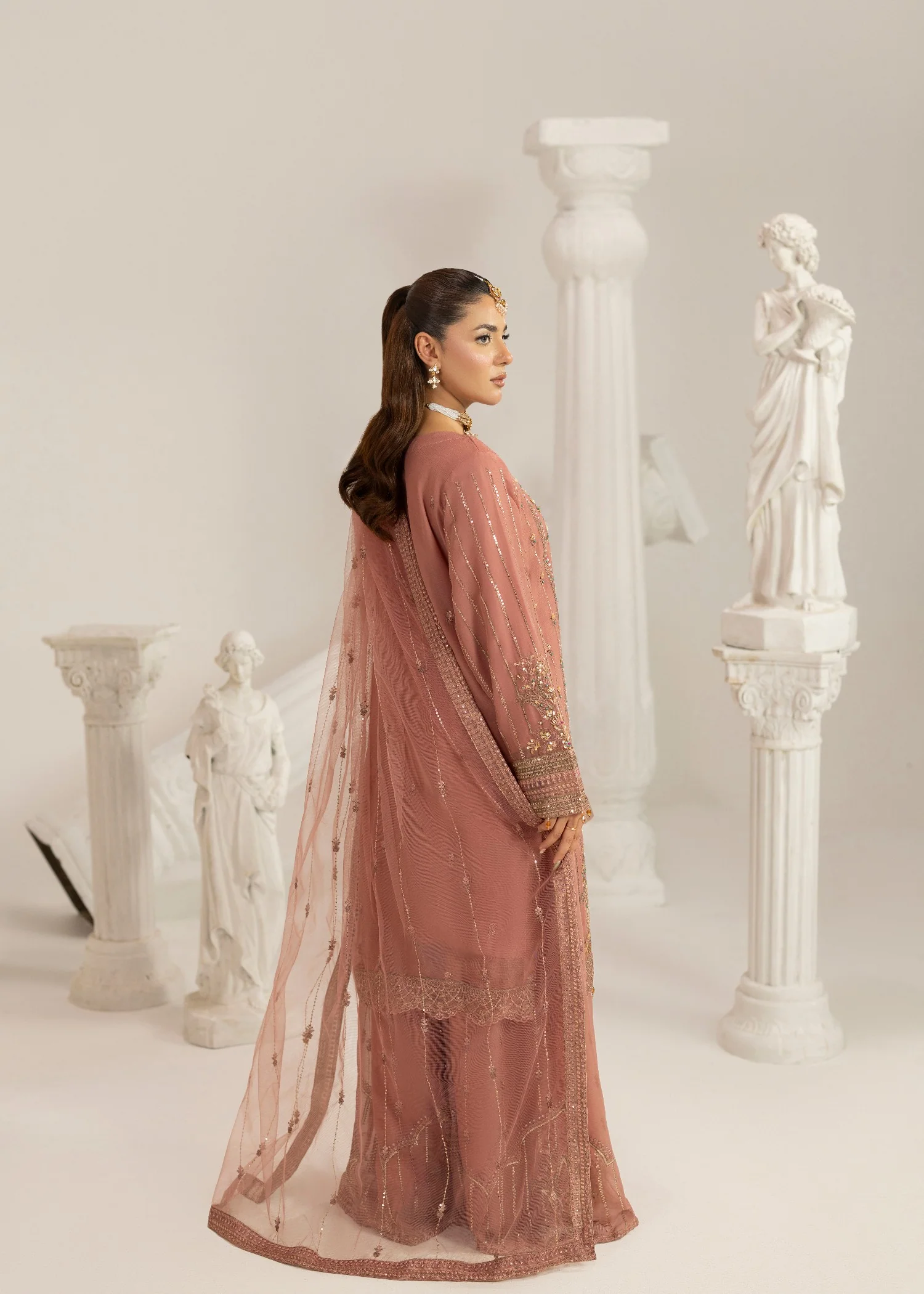 chiffon Sharara in Peach pink - view 3