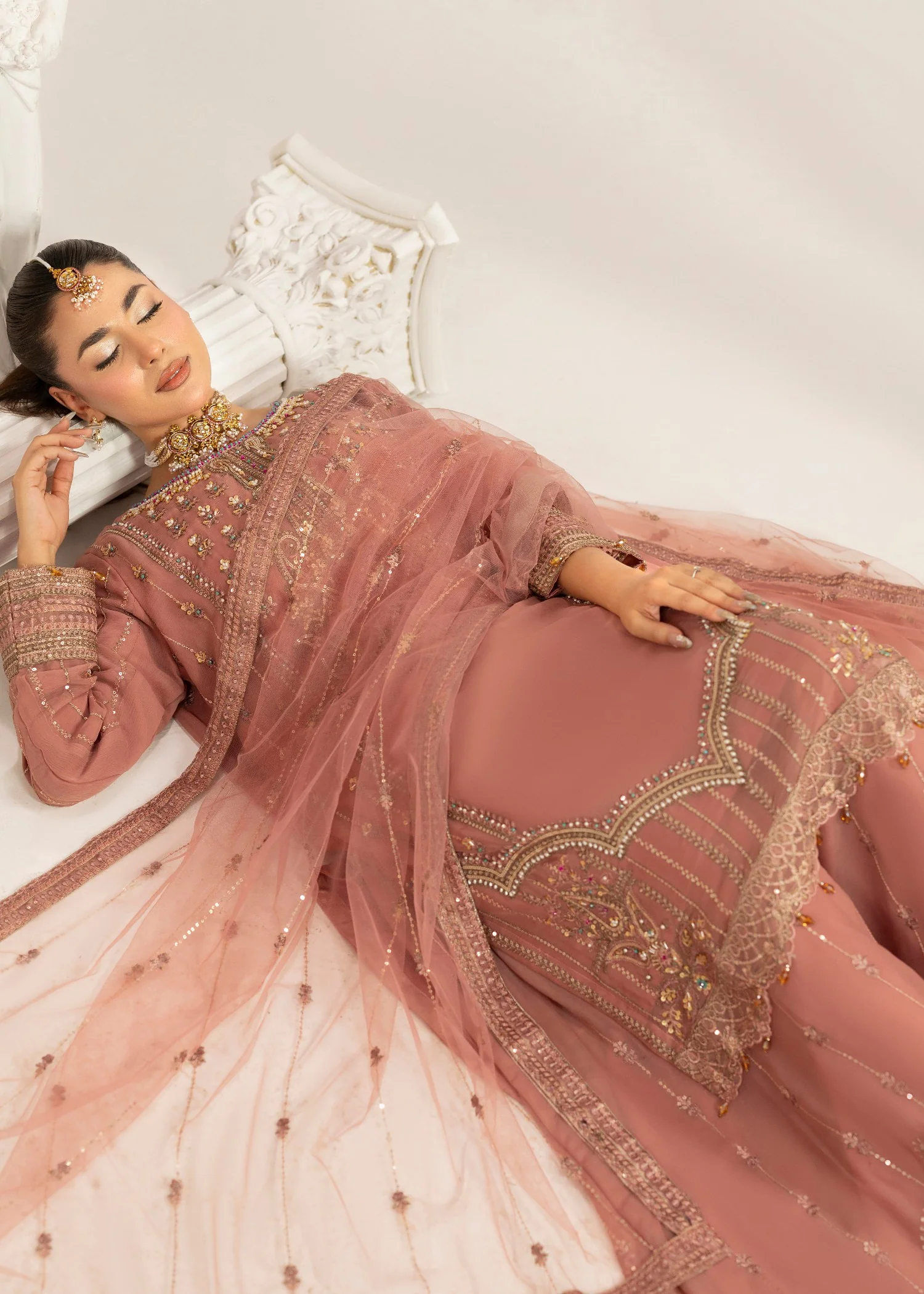 chiffon Sharara in Peach pink - view 8