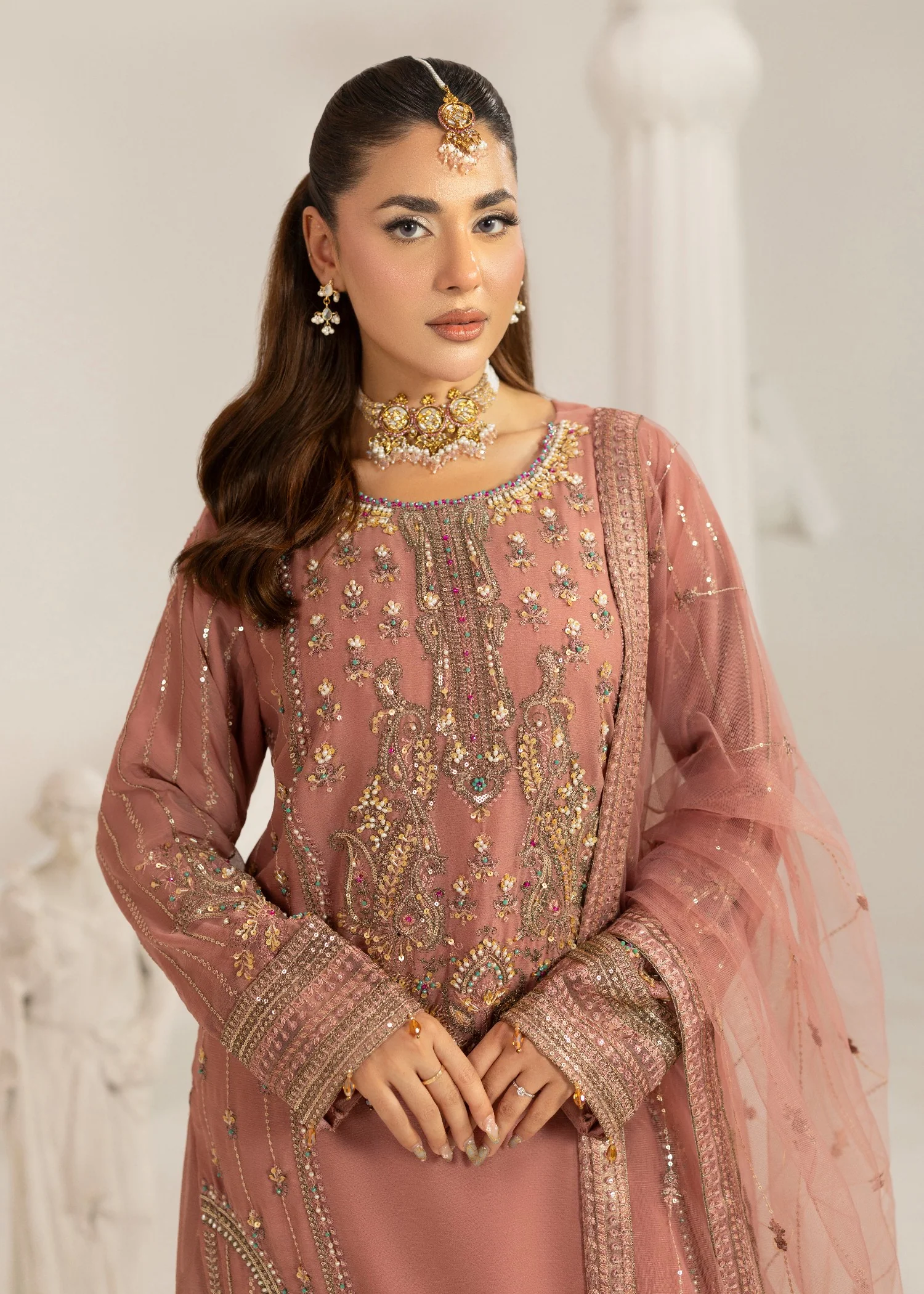 chiffon Sharara in Peach pink - view 5