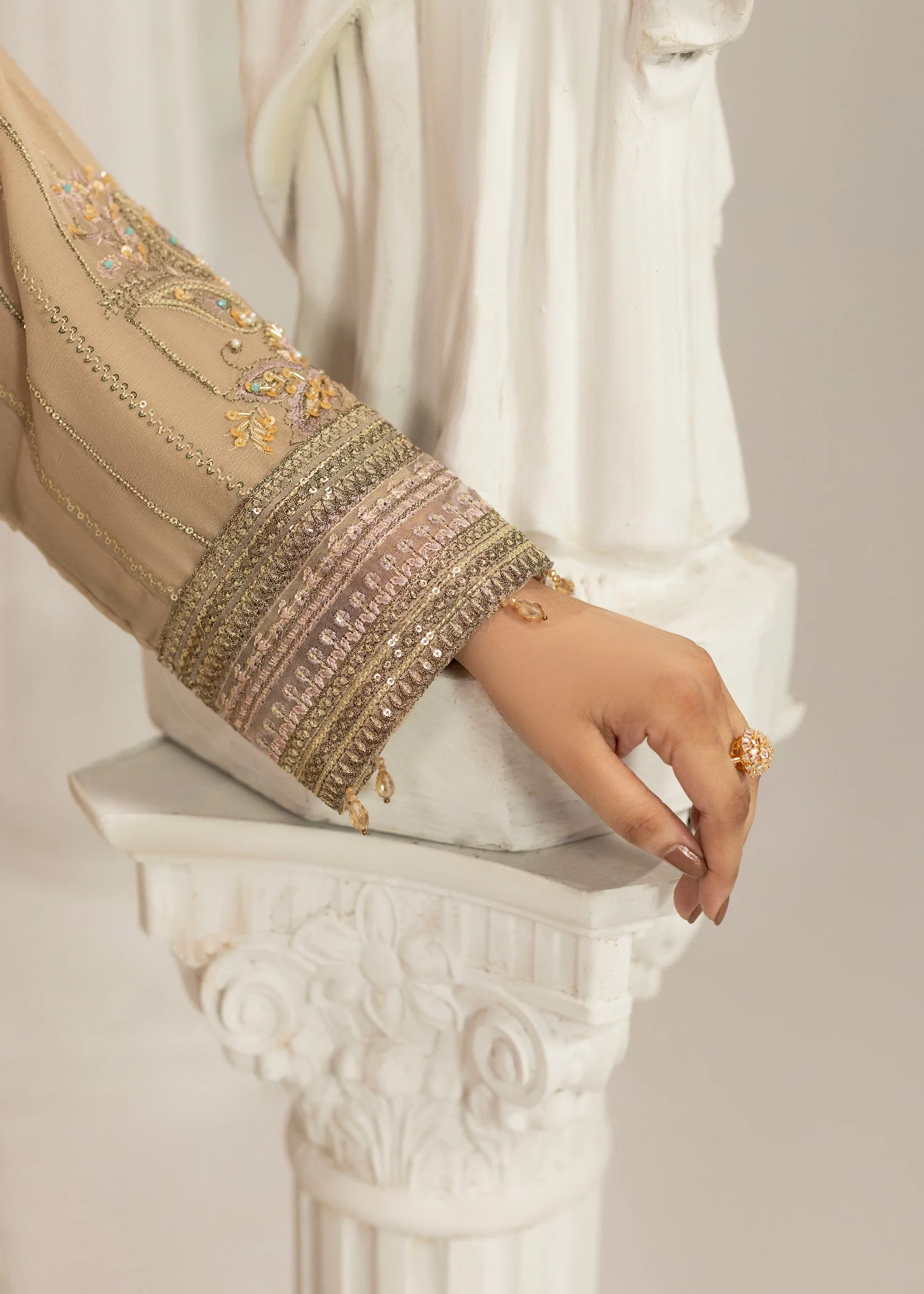 chiffon Kurta Set in Camel brown - view 2