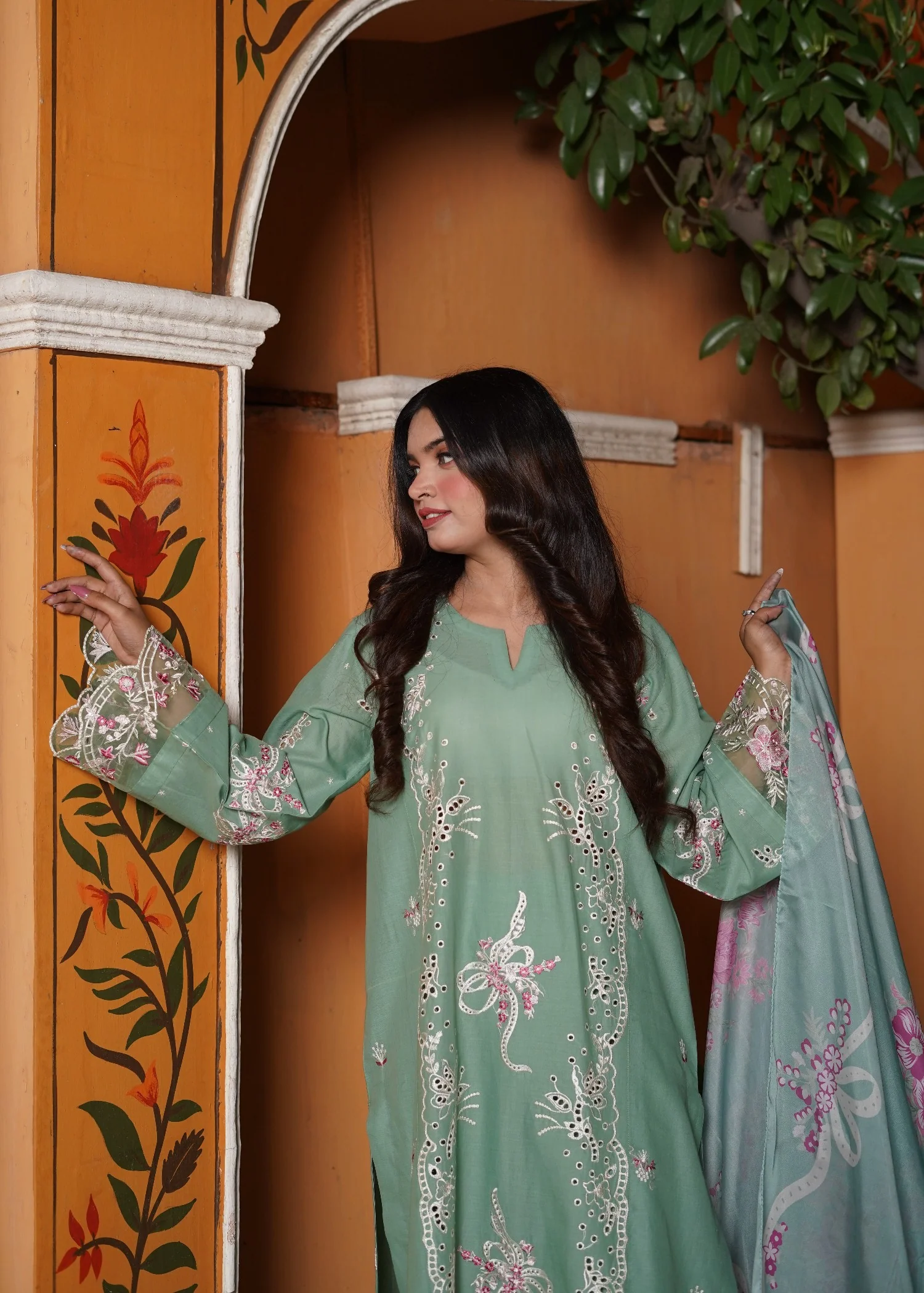 lawn Kurta Set in Mint green - view 3