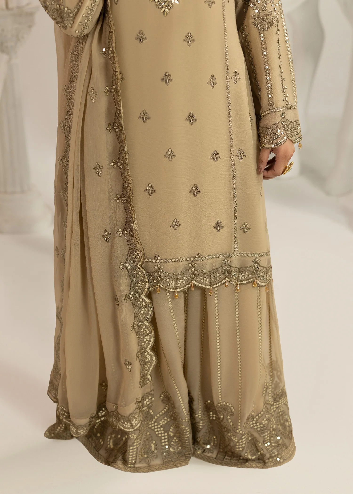 chiffon Sharara in Tan brown - view 5