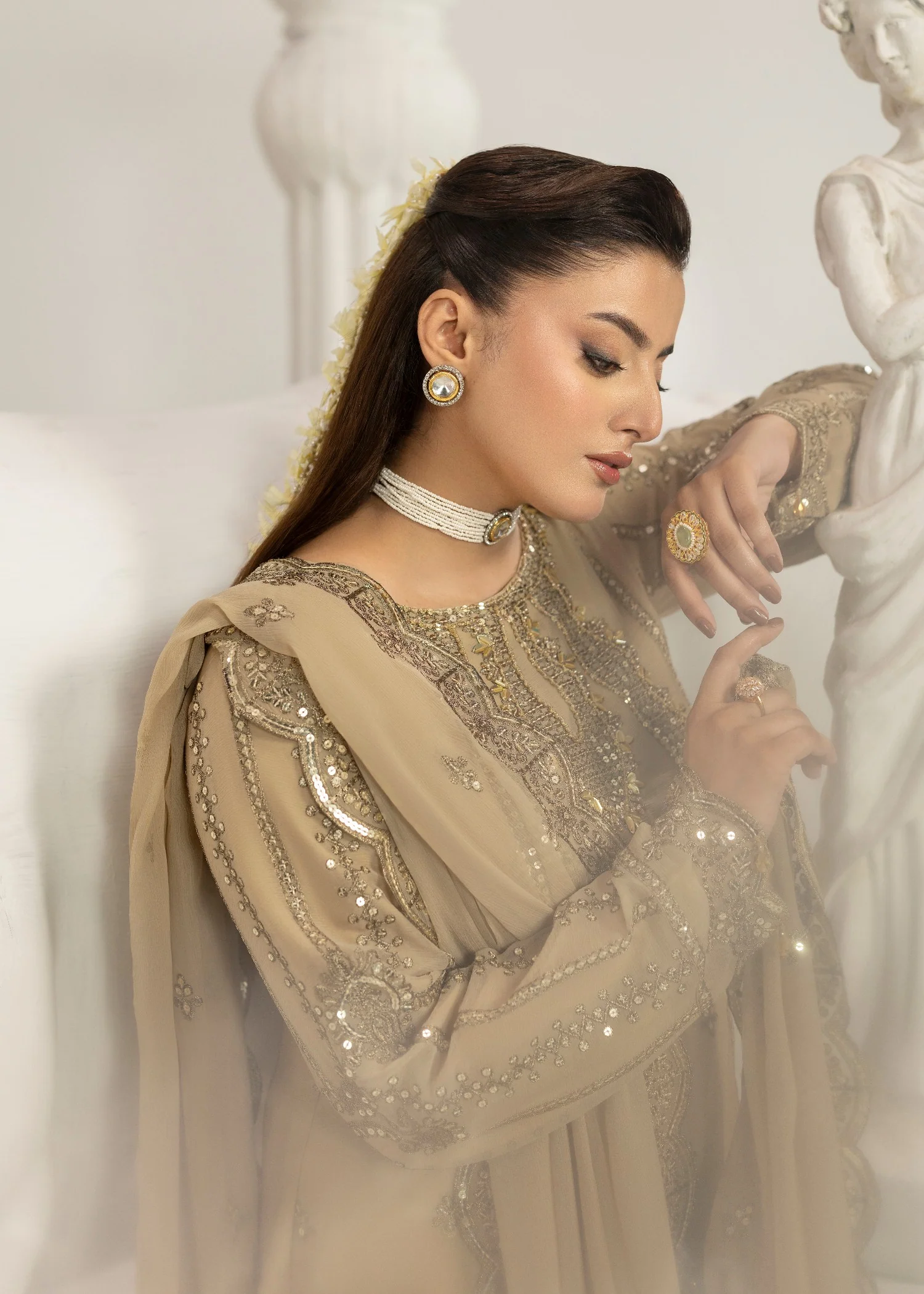 chiffon Sharara in Tan brown - view 3