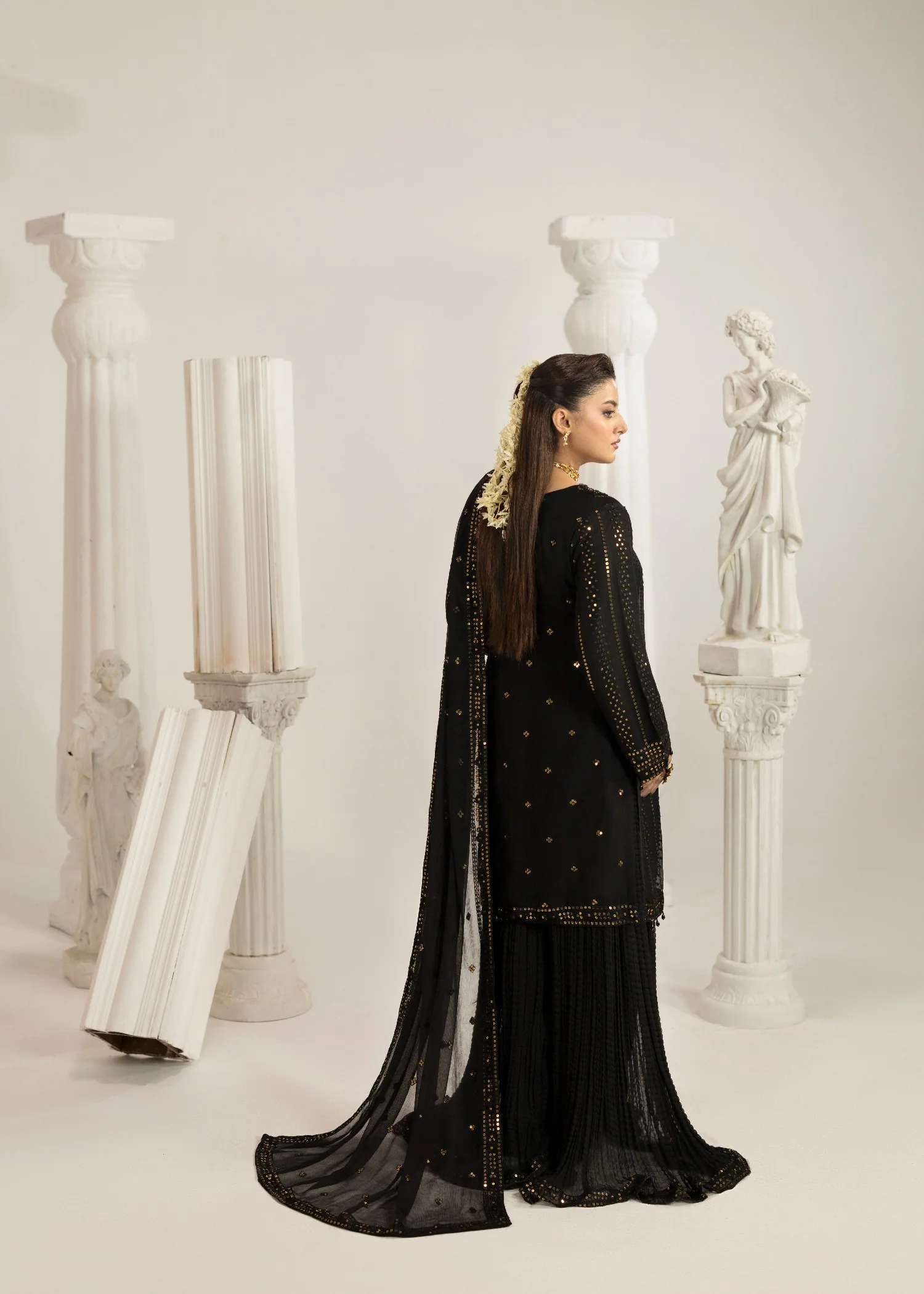 chiffon Sharara in Black - view 7