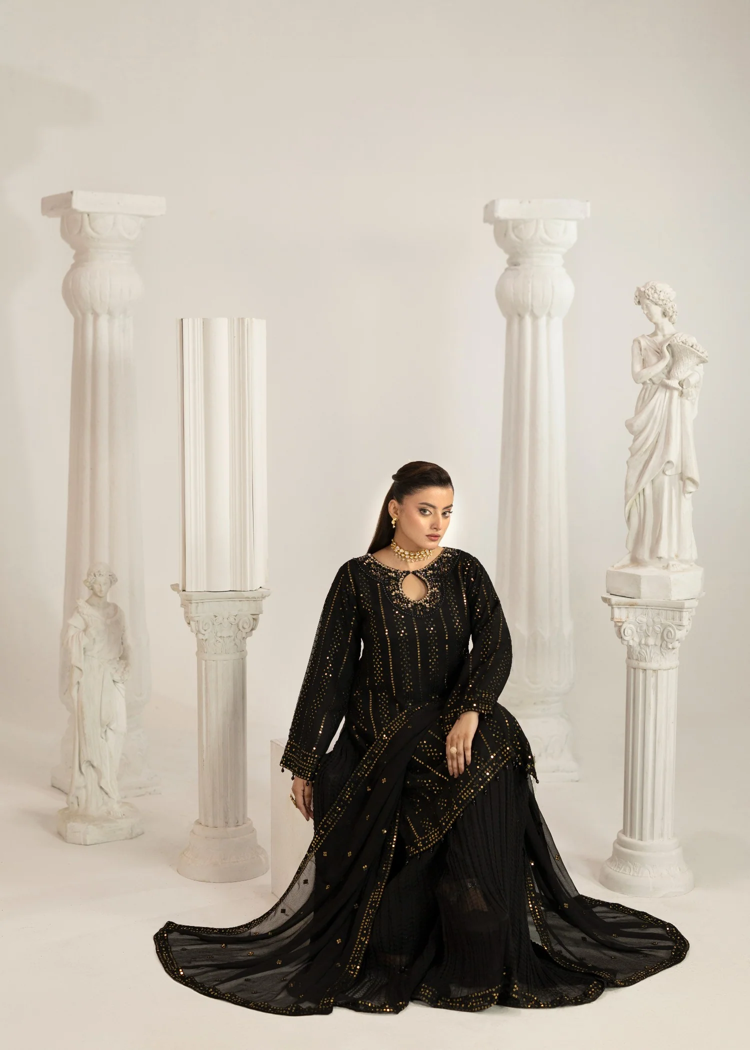 chiffon Sharara in Black - view 2