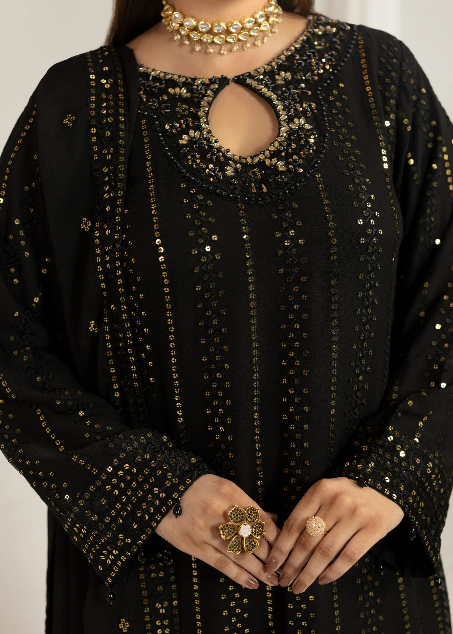 chiffon Sharara in Black - view 4