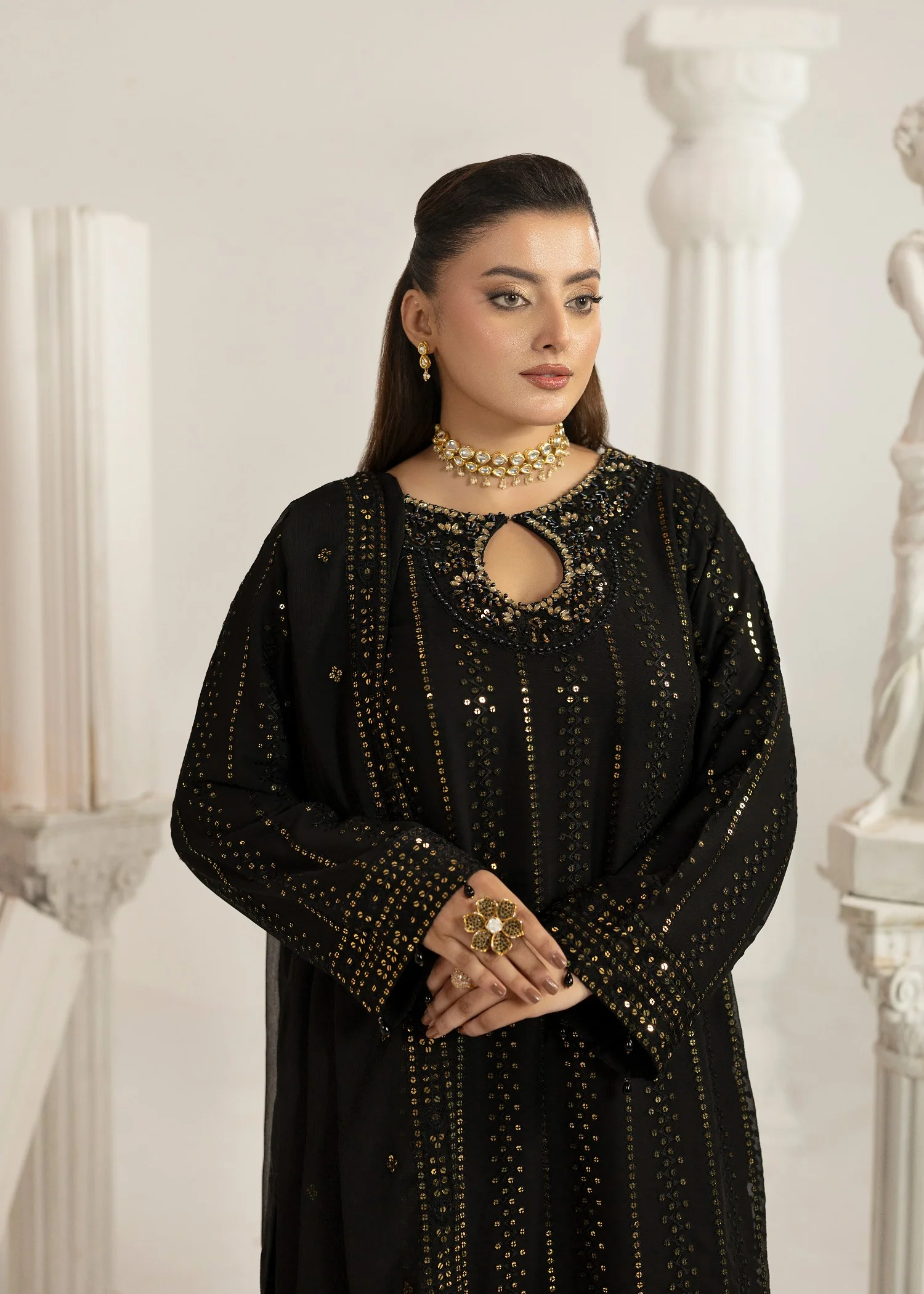 chiffon Sharara in Black - view 5
