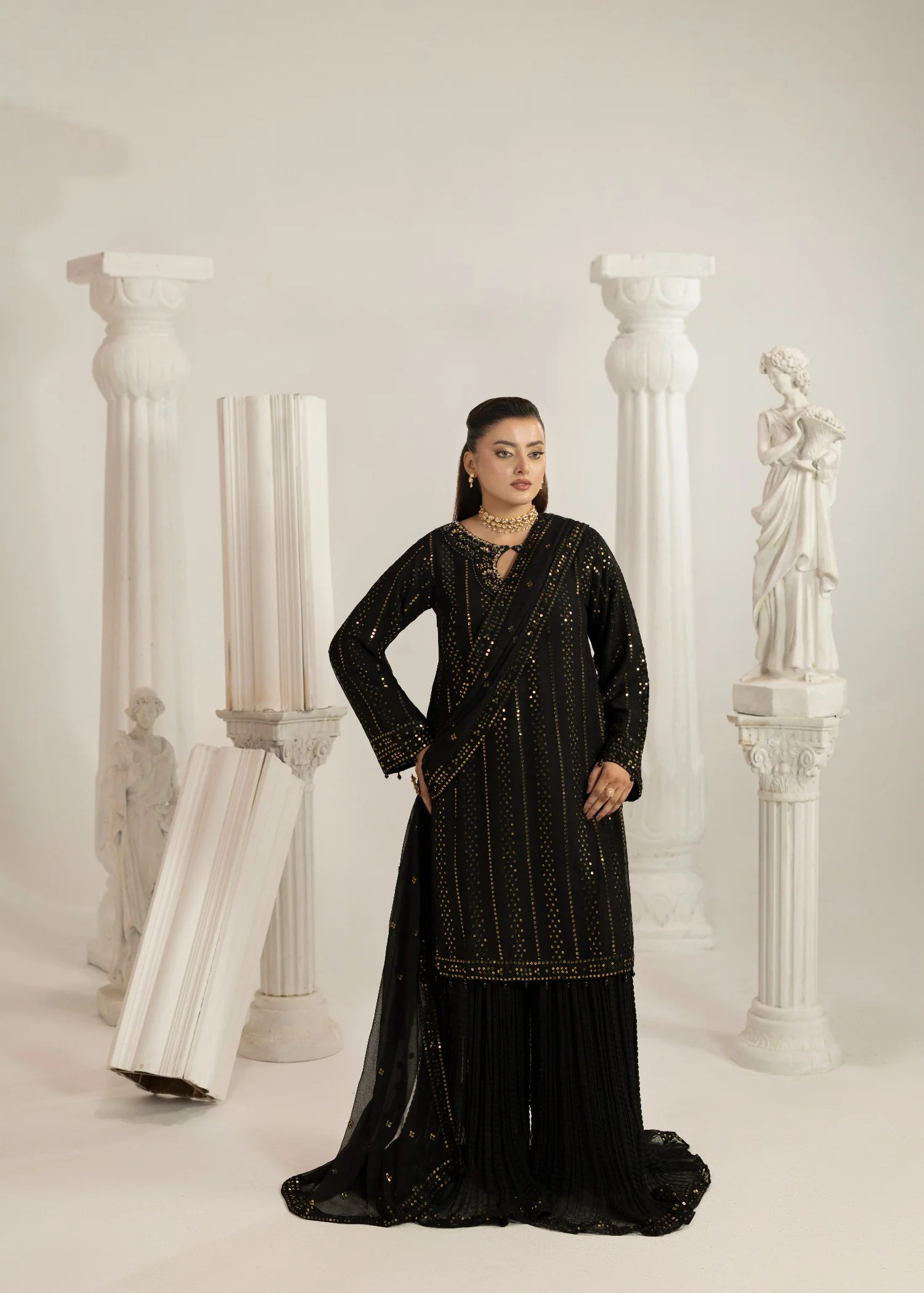 chiffon Sharara in Black