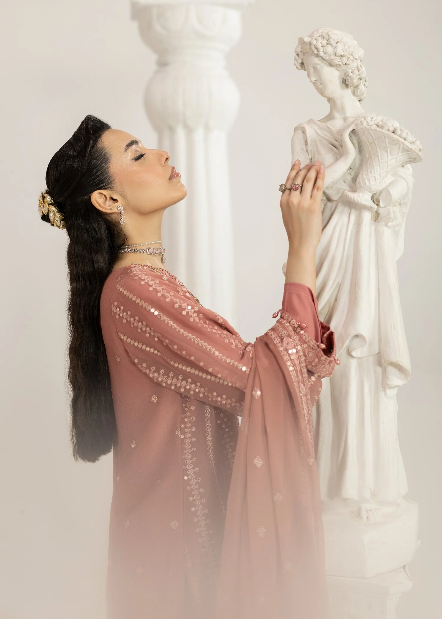 chiffon Sharara in Peach pink - view 7
