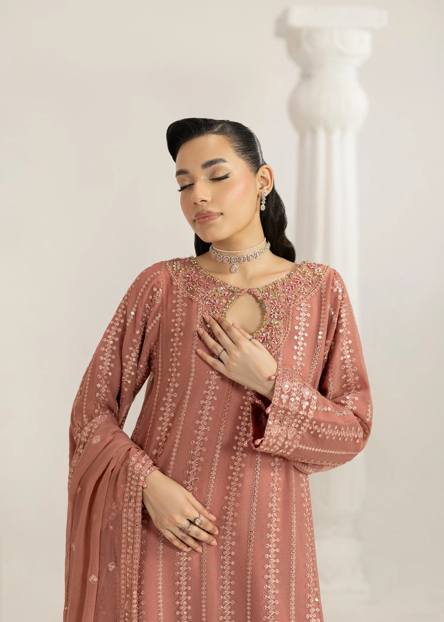 chiffon Sharara in Peach pink - view 5