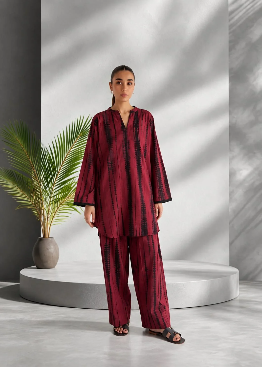 linen Co Ord Sets in Maroon