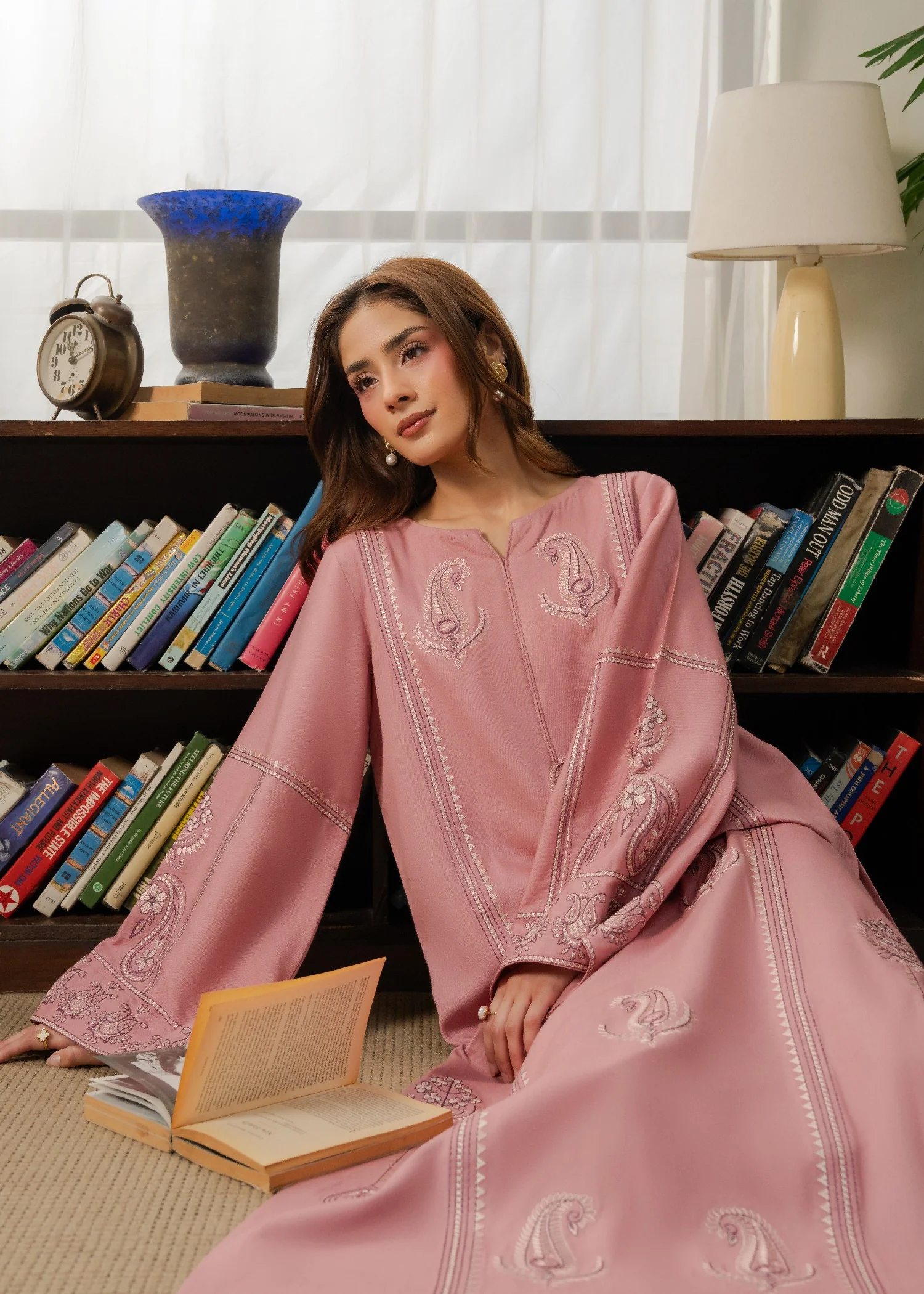 karandi Kurta Set in Tea rose pink - view 3