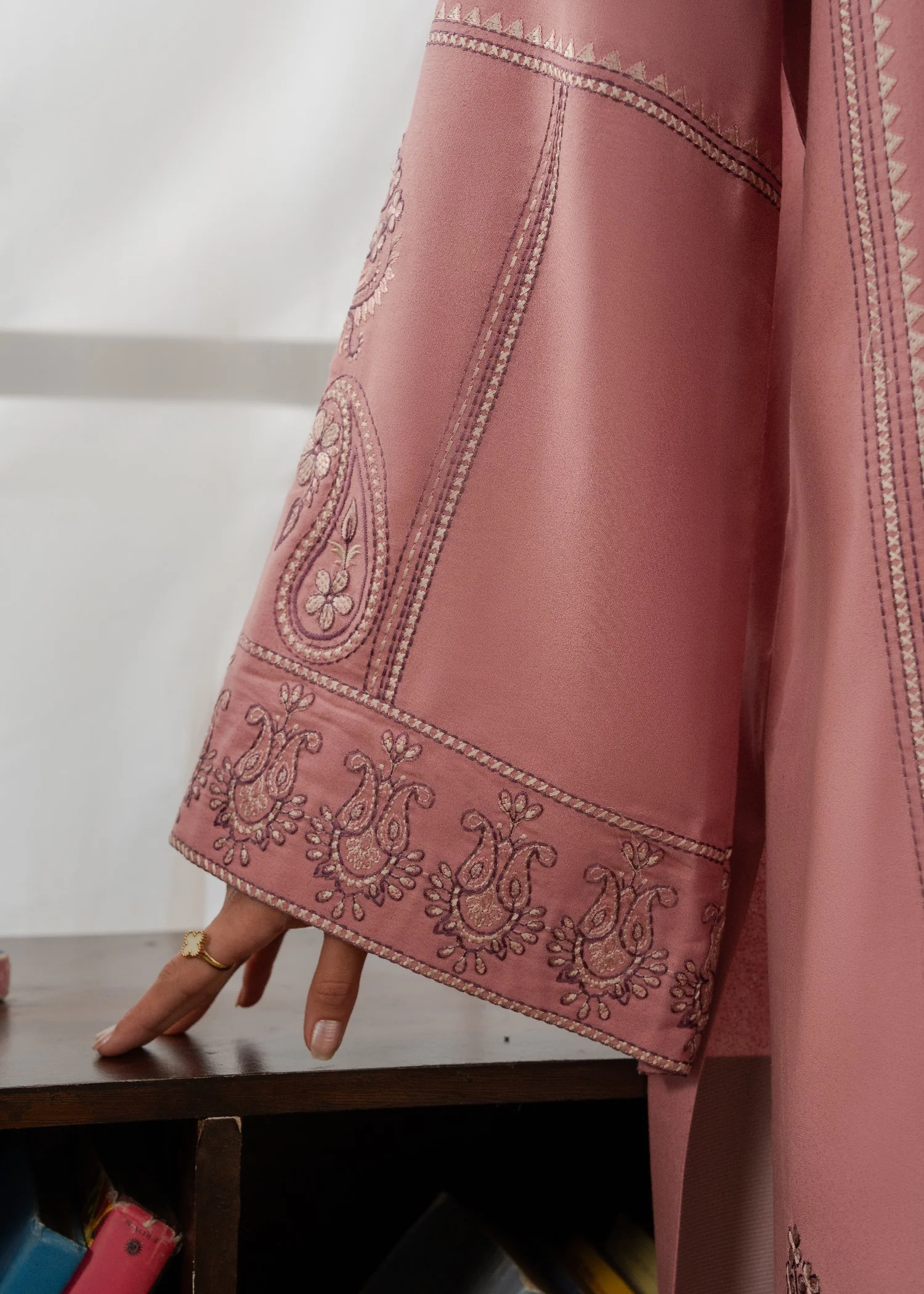 karandi Kurta Set in Tea rose pink - view 5