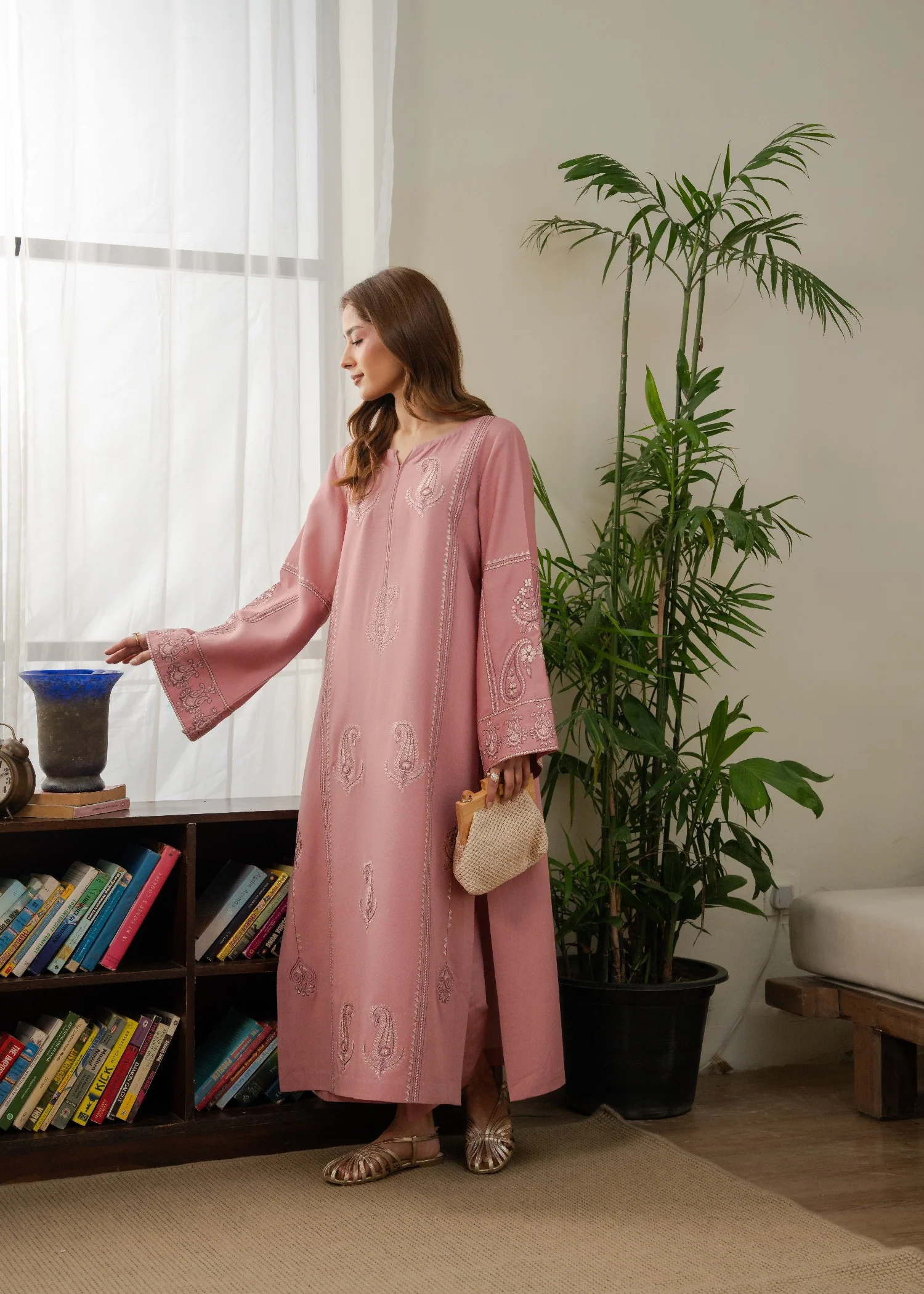 karandi Kurta Set in Tea rose pink - view 2