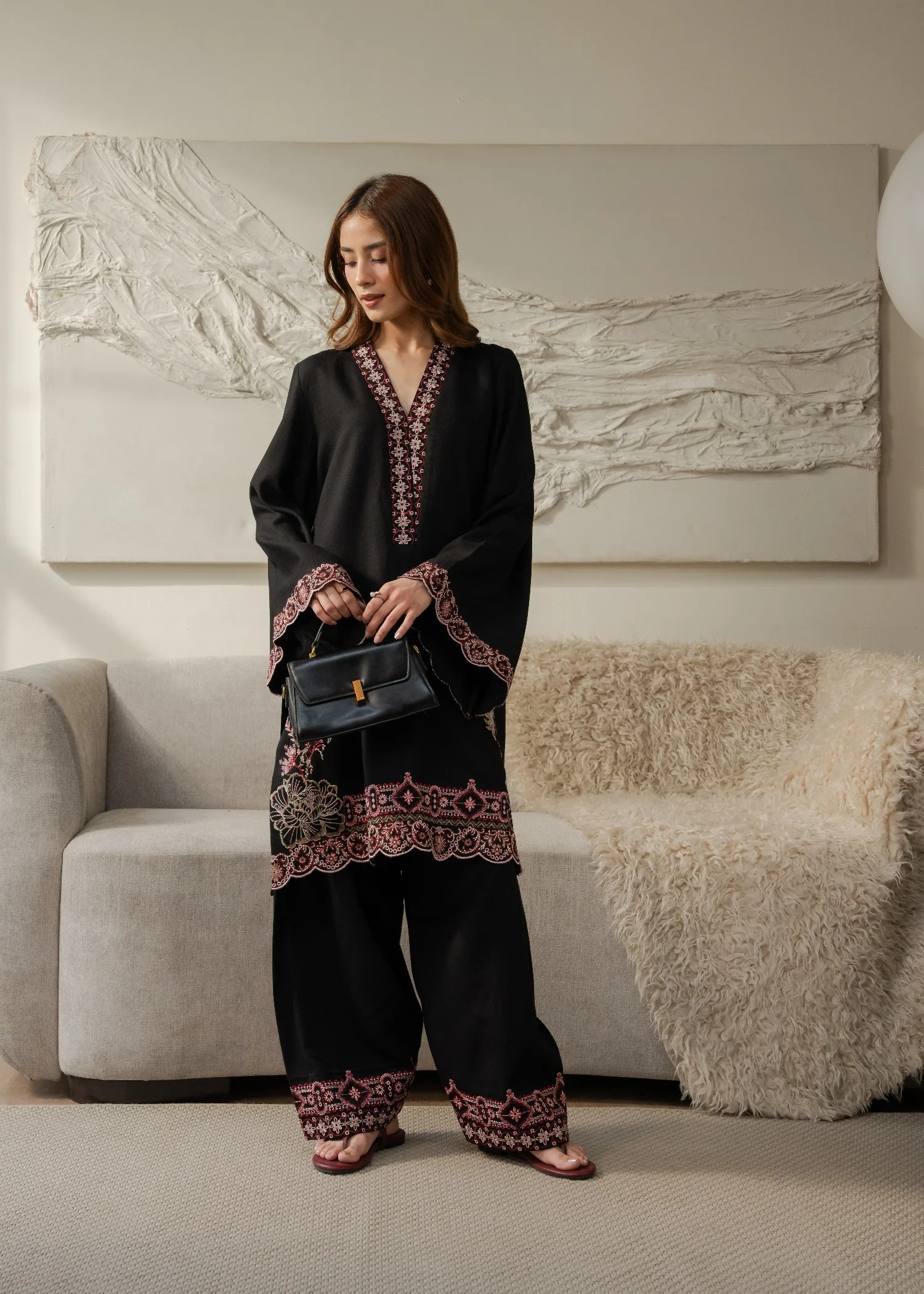 karandi Kurta Set in Black
