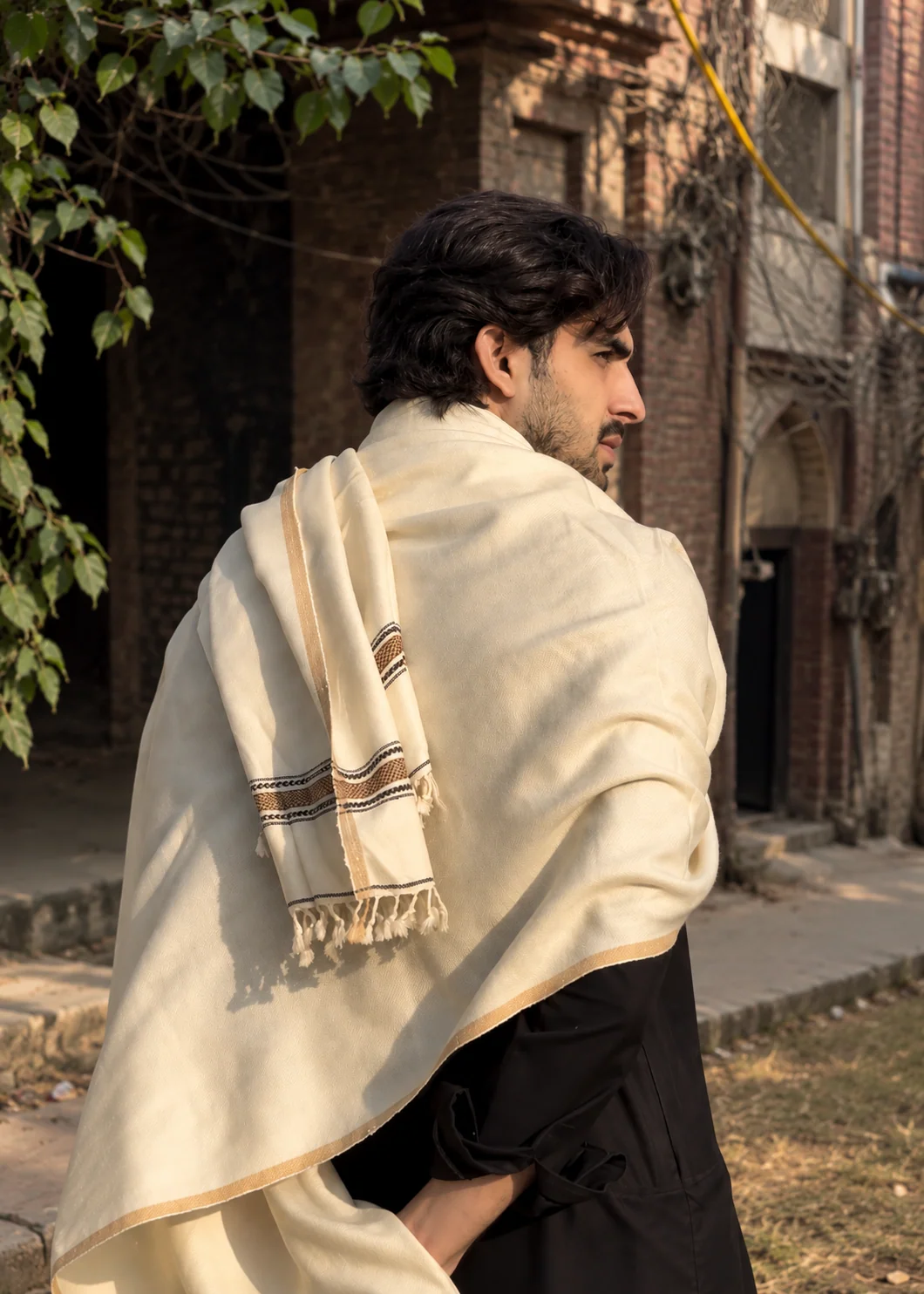 Shawl in Ivory Color by - Trendy Men Shawl QGI8119 - view 2