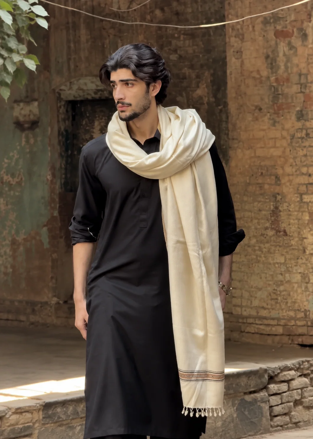 Shawl in Ivory Color by - Trendy Men Shawl QGI8119