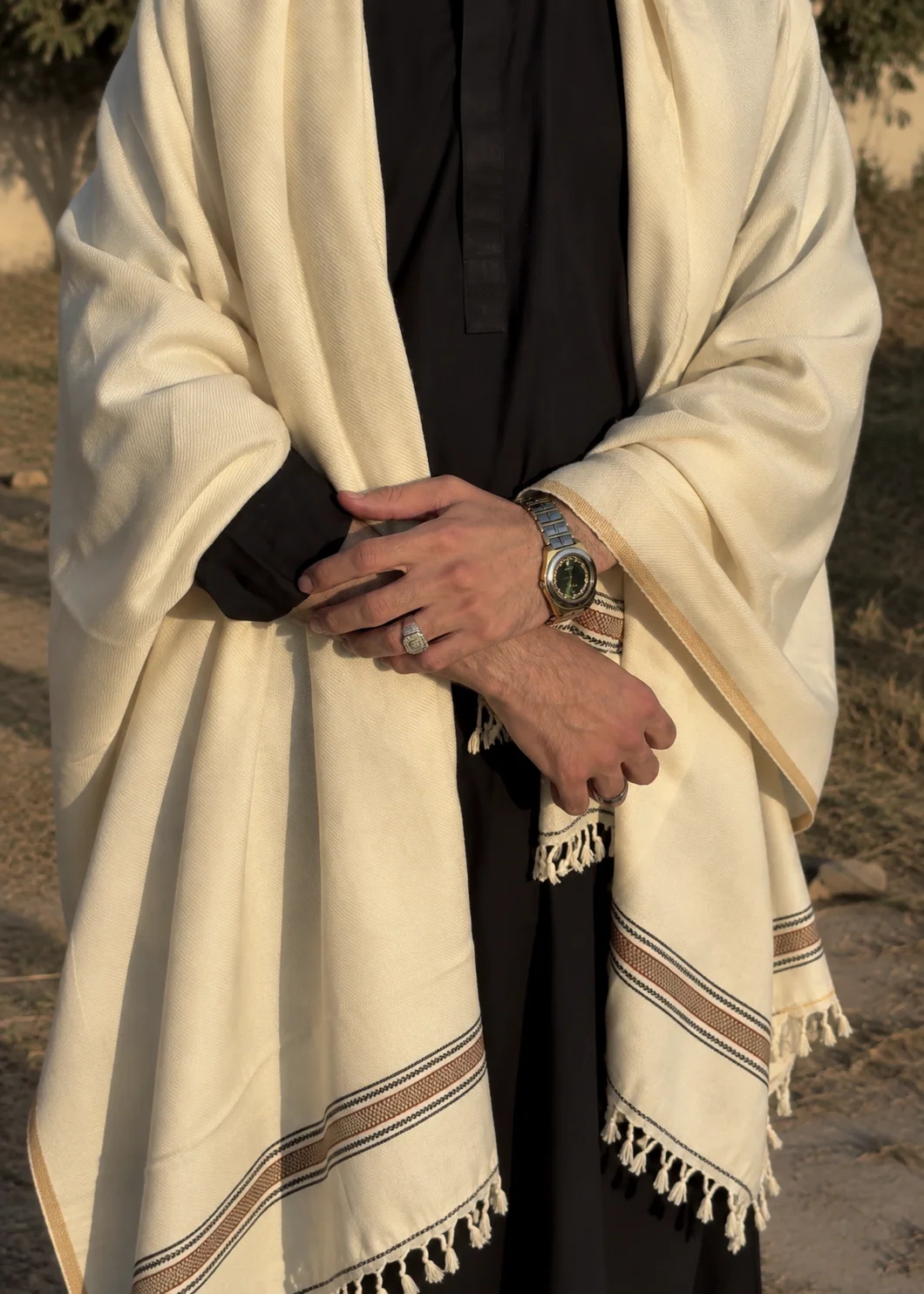 Shawl in Ivory Color by - Trendy Men Shawl QGI8119 - view 5