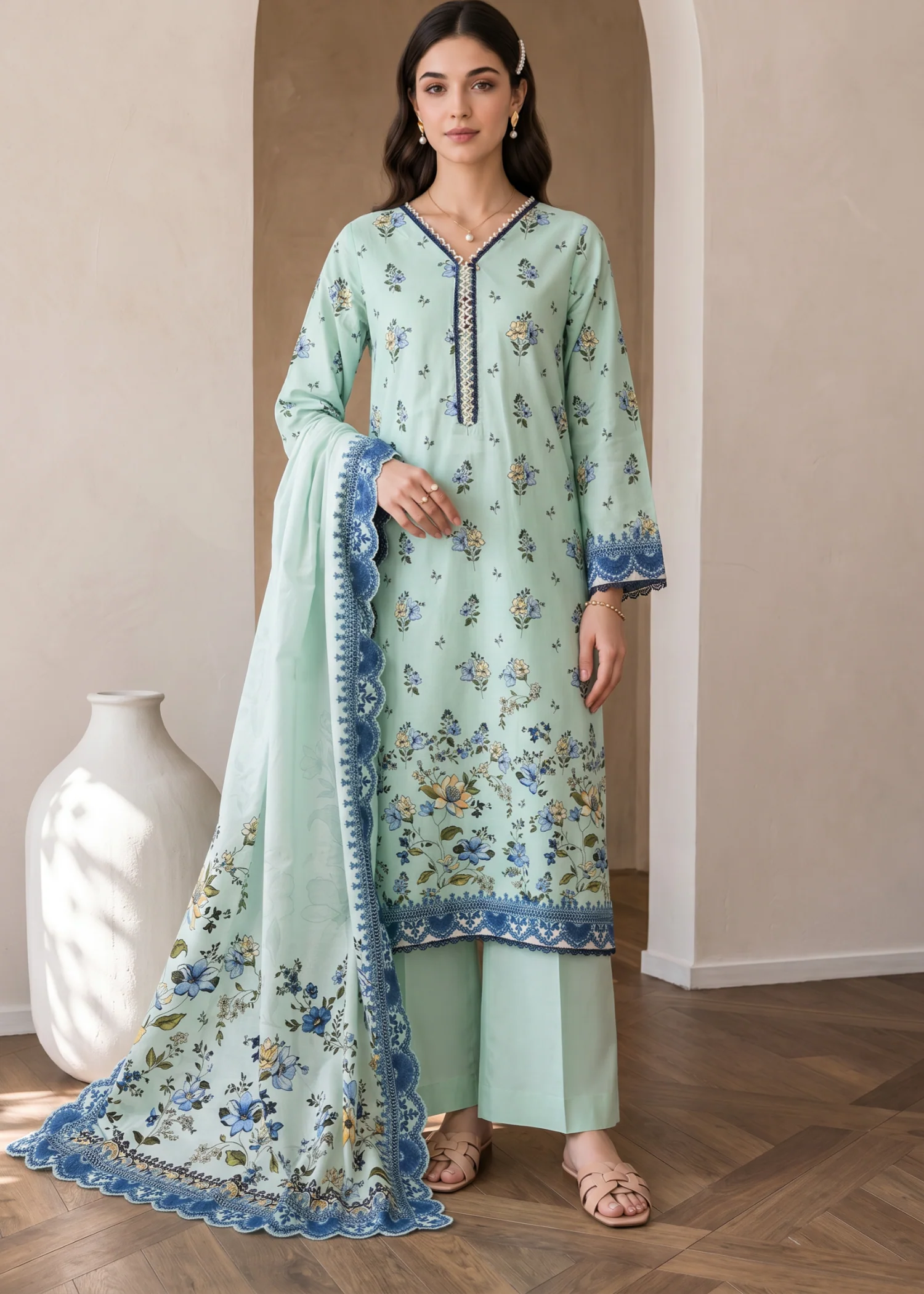 cotton Unstitched in Ice blue