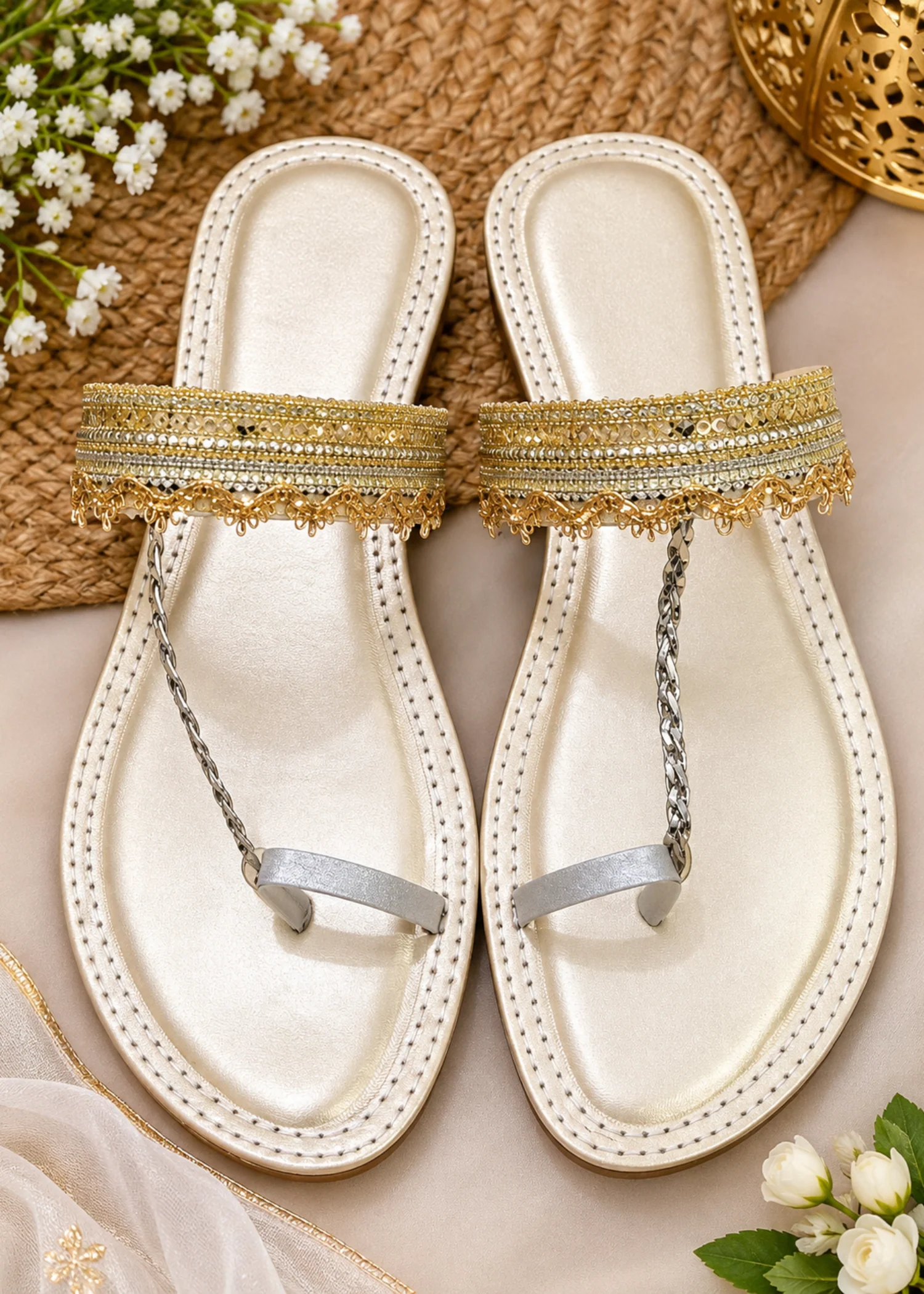Kolapuri in Golden orange by - High Quality Women Kolapuri EWJ9447