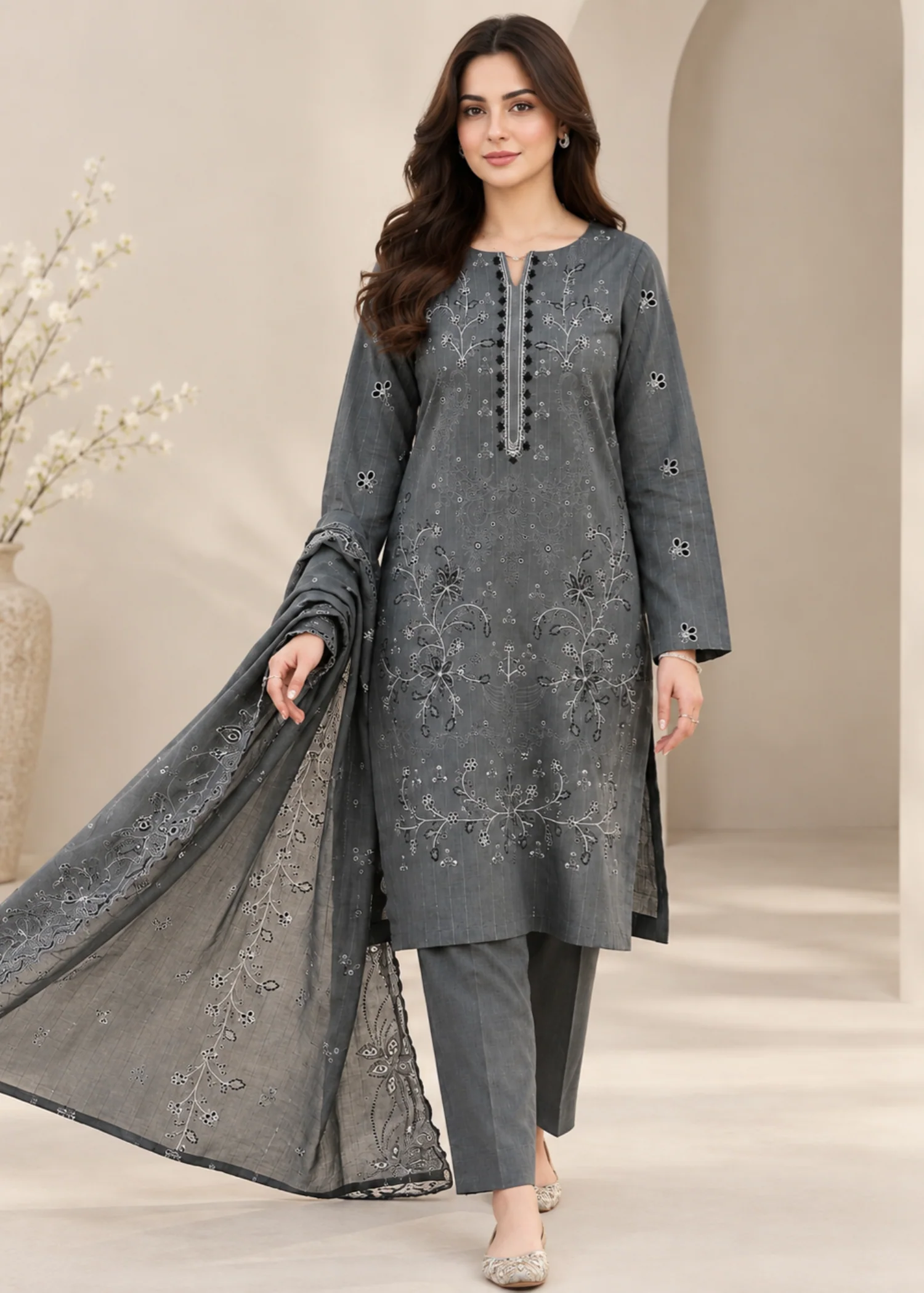 viscose Unstitched in Grey
