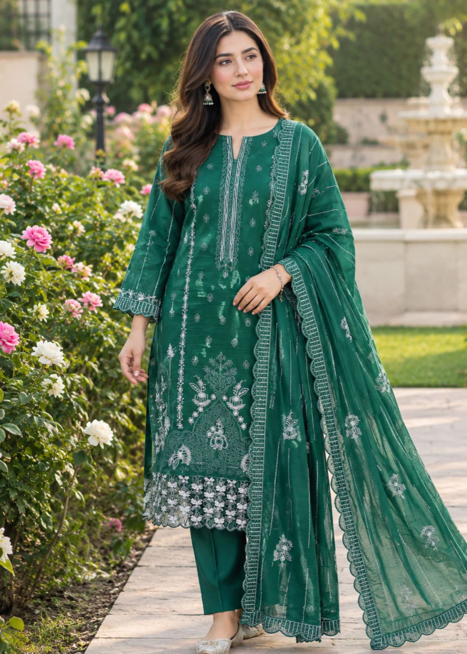 viscose Unstitched in Dark green
