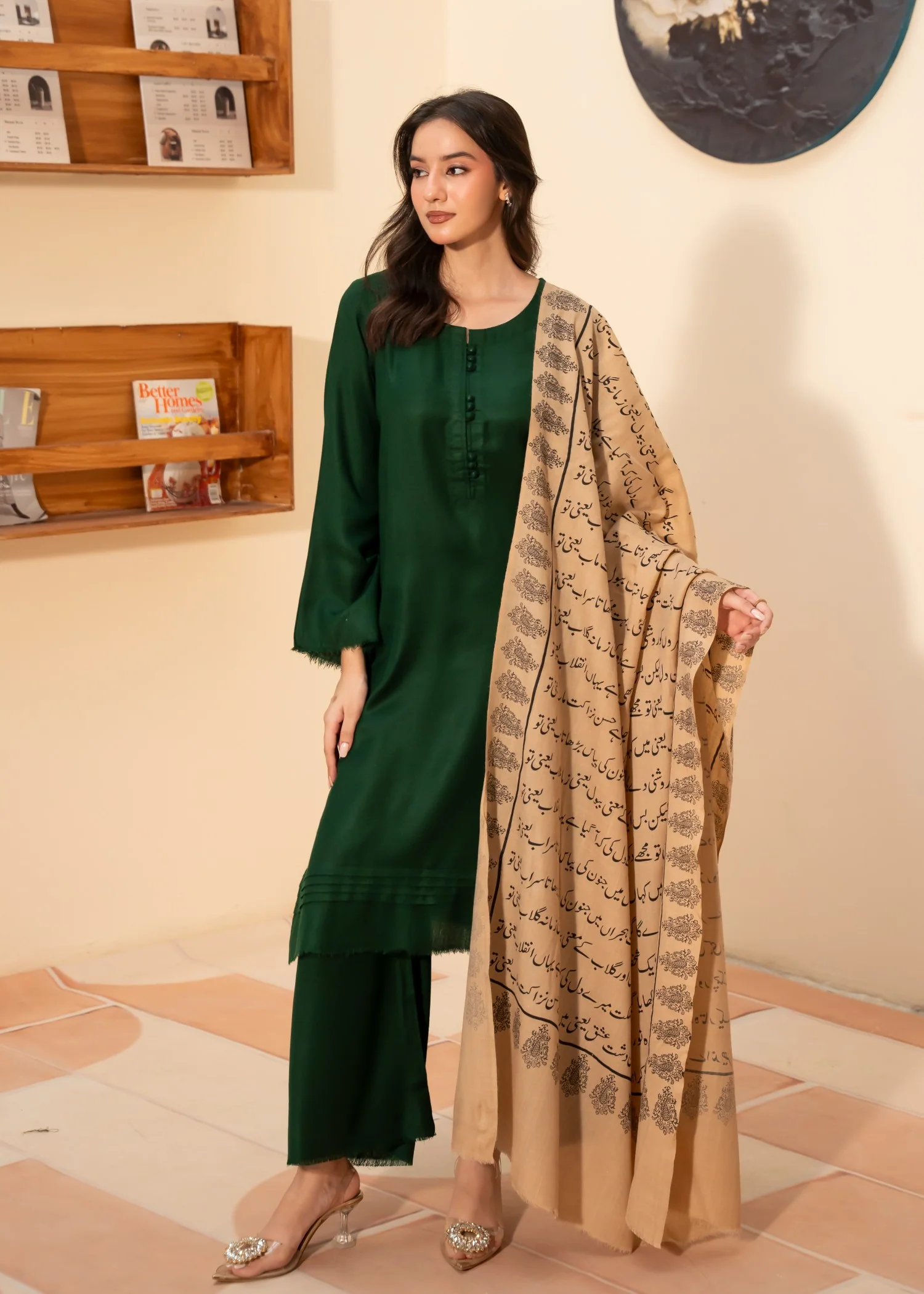 Shawl in Beige Color by - Trendy Women Shawl ZQQ9129 - view 5