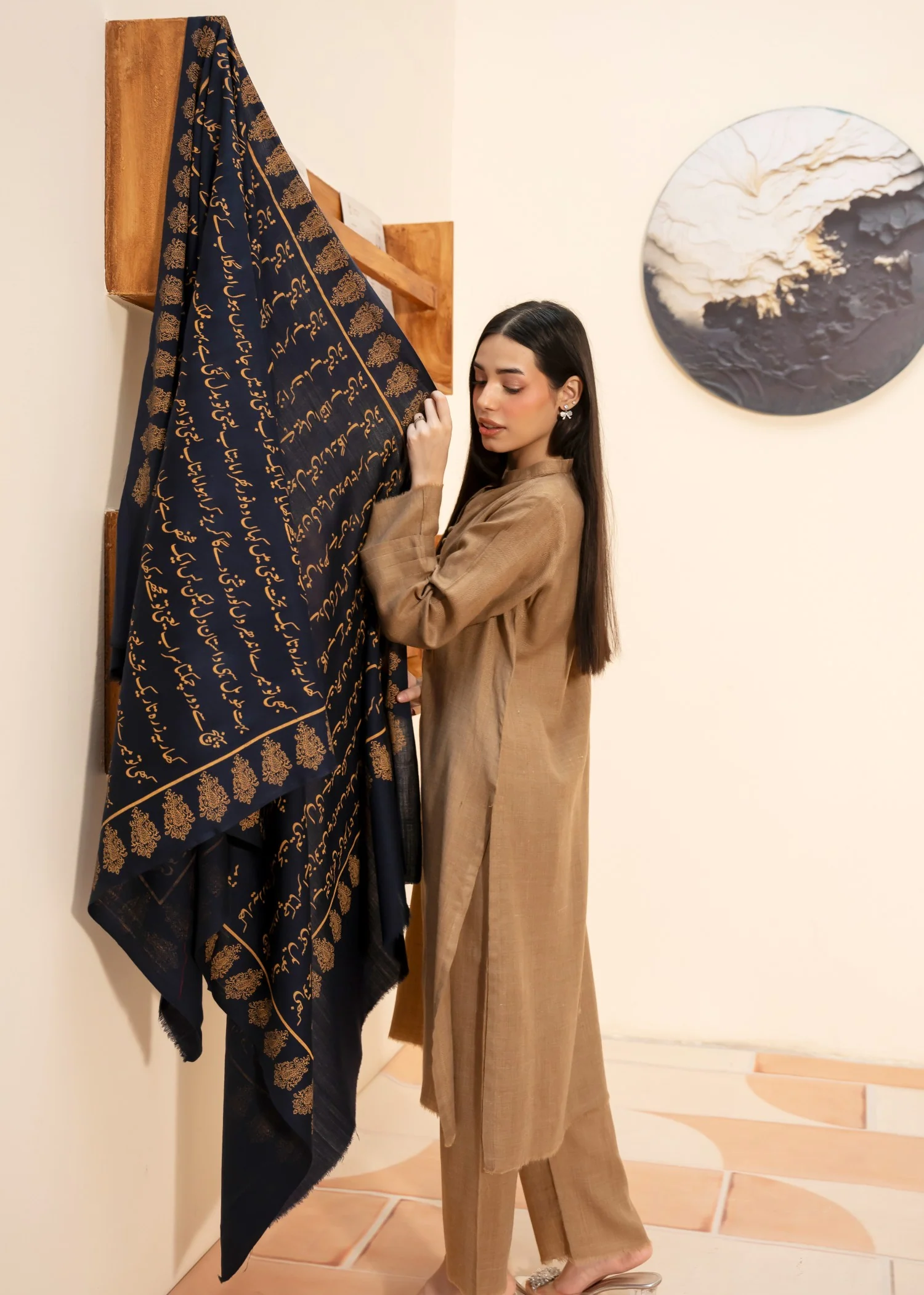 Shawl in Navy blue Color by - Trendy Women Shawl YZG7753 - view 6