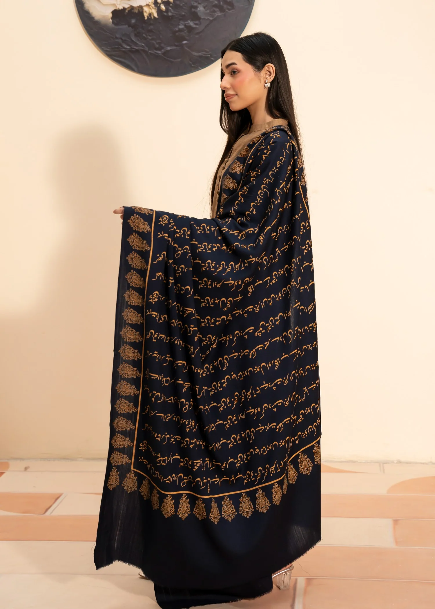 Shawl in Navy blue Color by - Trendy Women Shawl YZG7753 - view 4