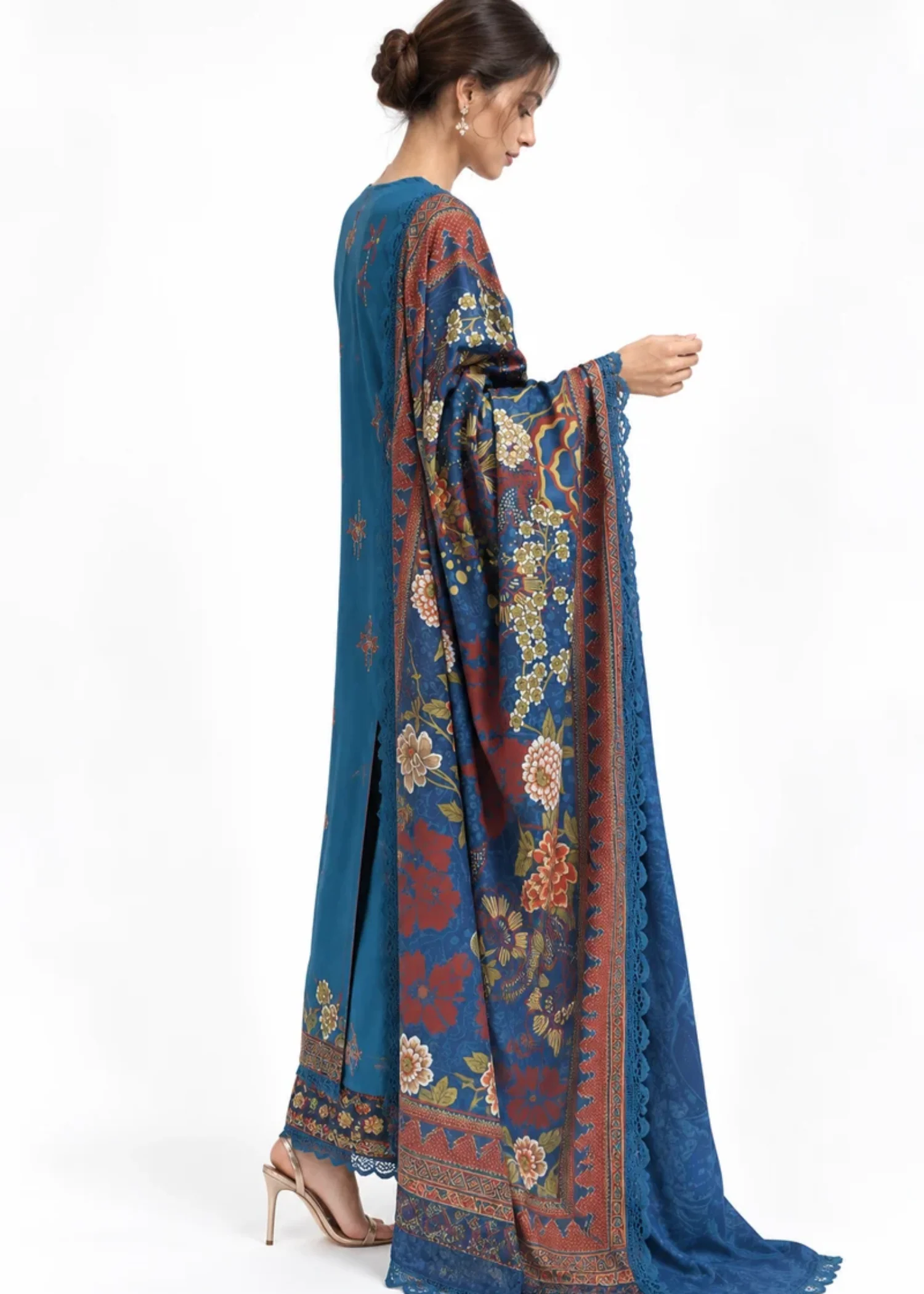 khaddar Kurta Set in Blue - view 3