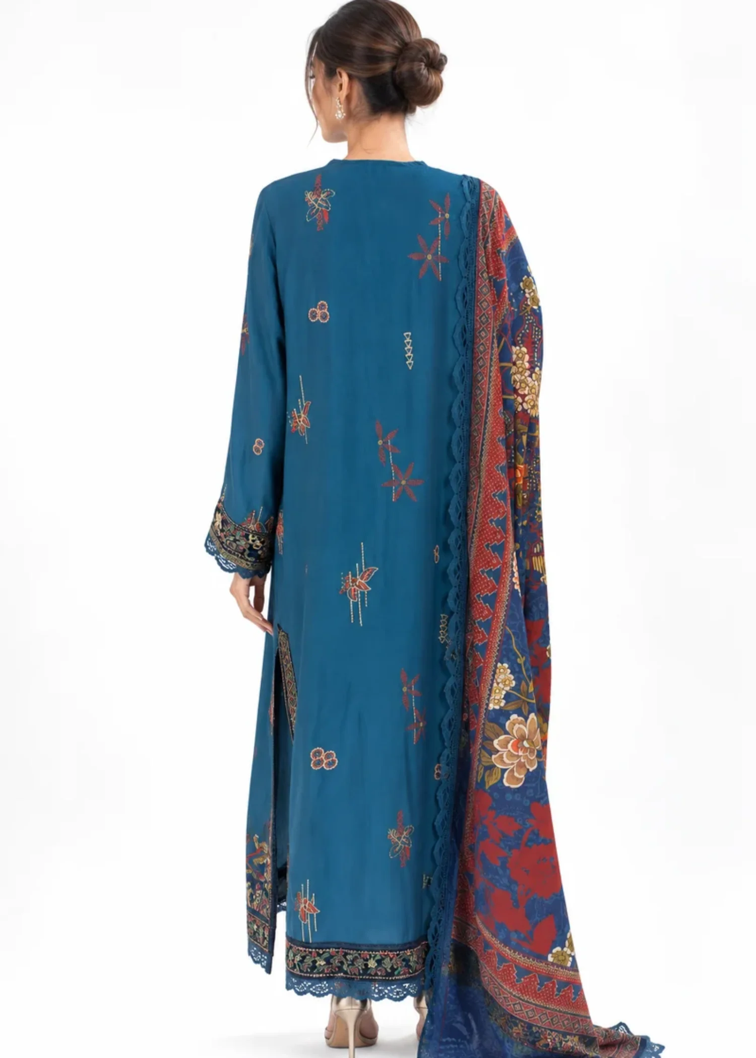 khaddar Kurta Set in Blue - view 2