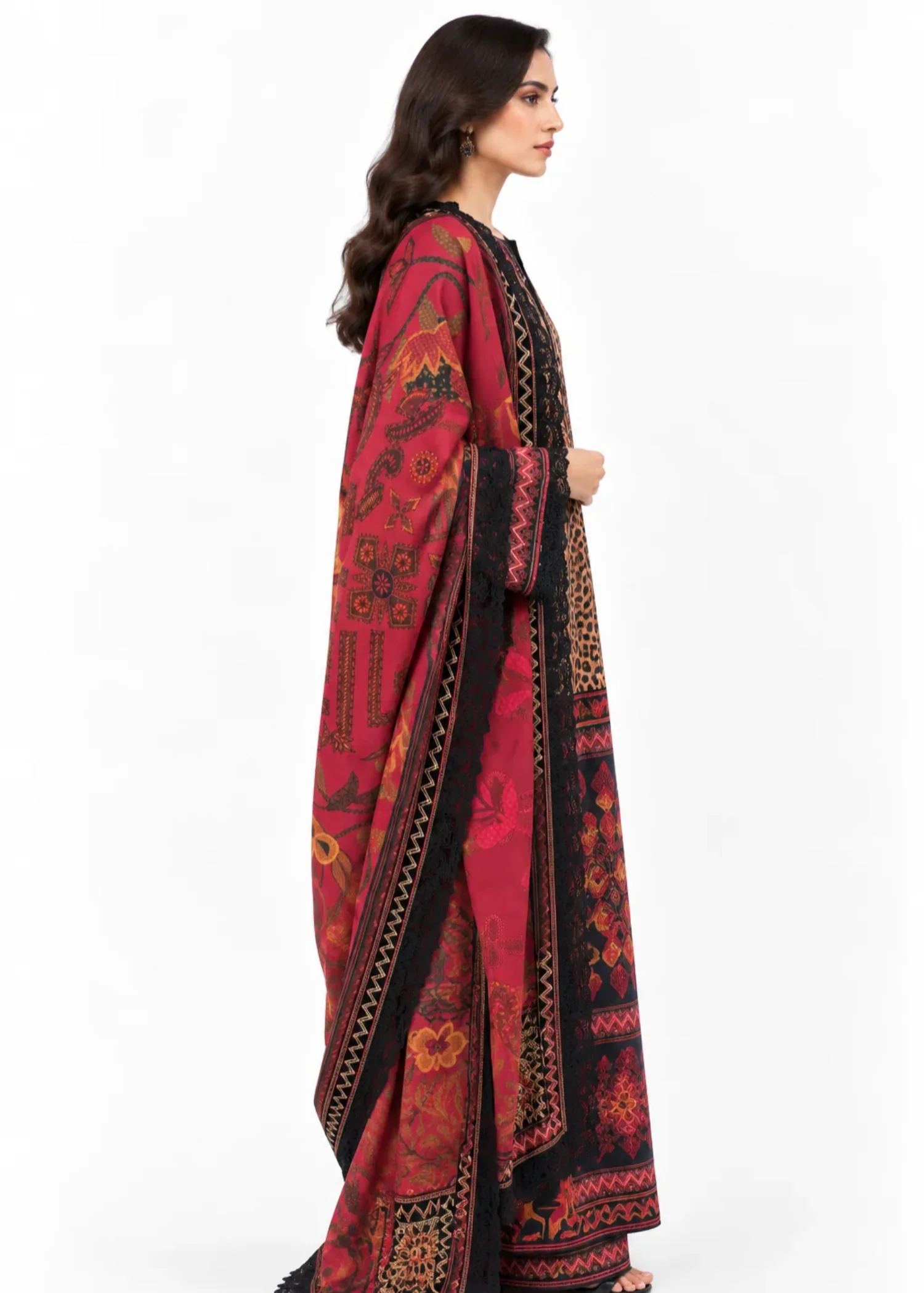 khaddar Kurta Set in Black - view 3