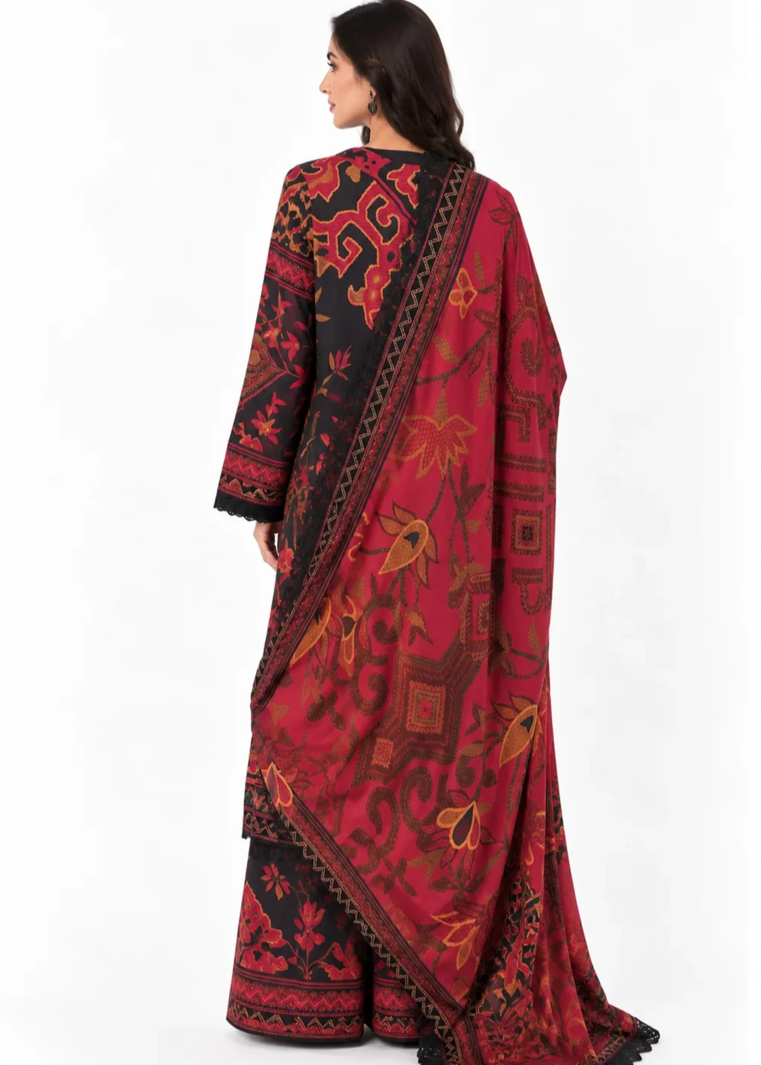 khaddar Kurta Set in Black - view 2
