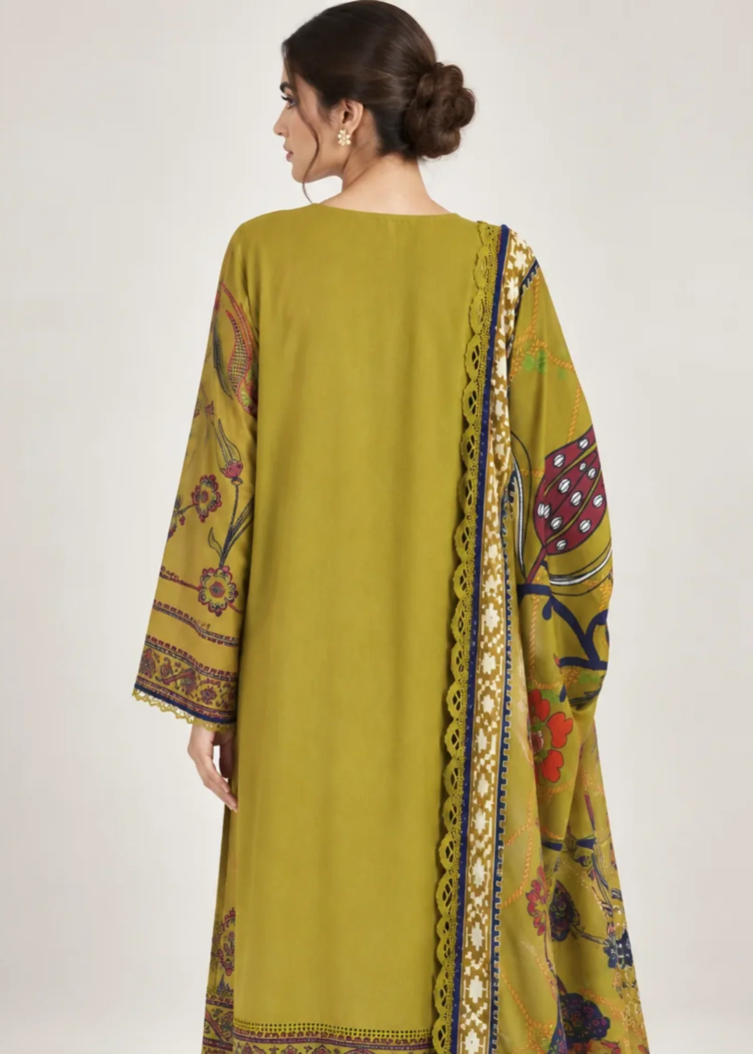 khaddar Kurta Set in Apple green - view 3