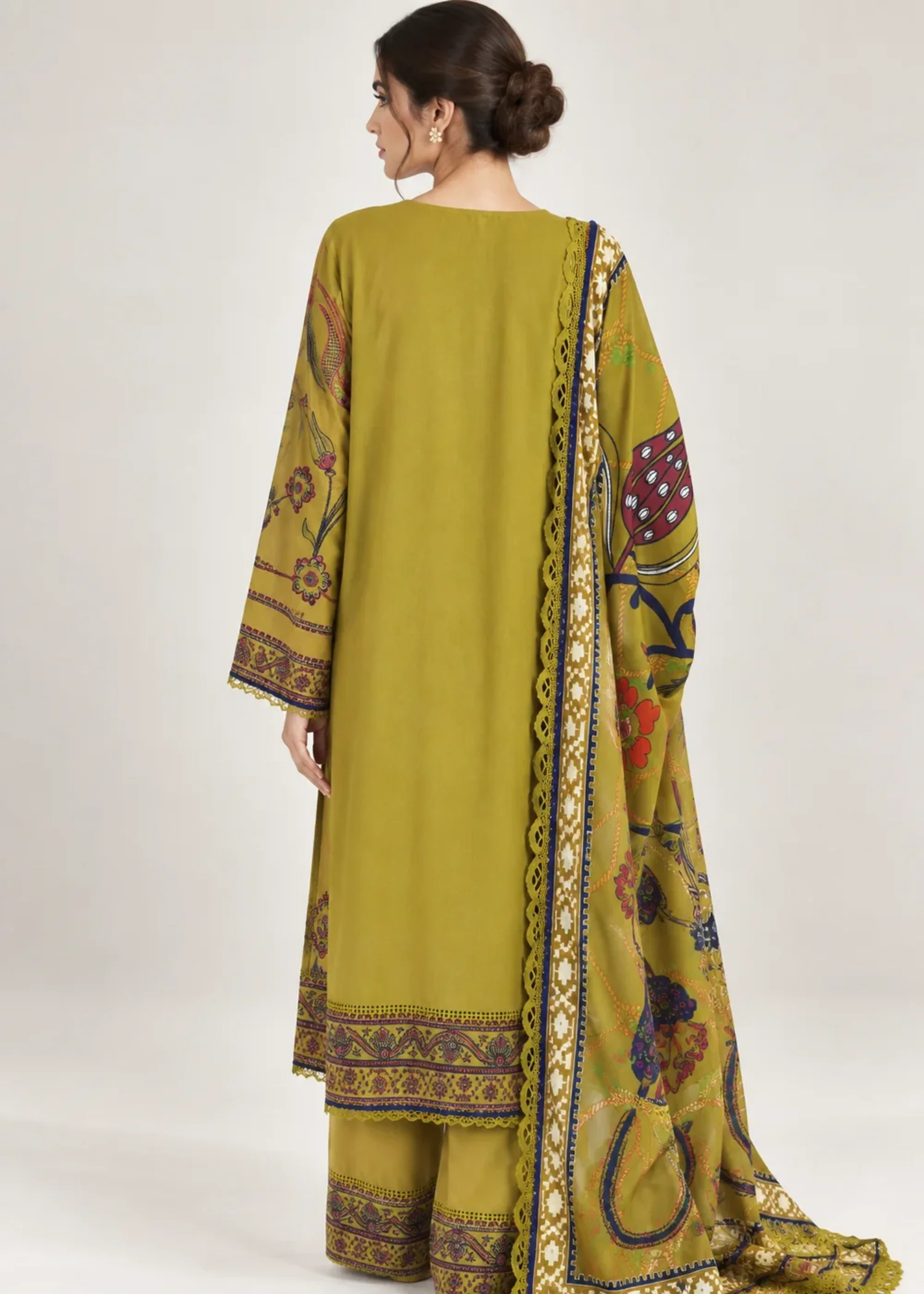 khaddar Kurta Set in Apple green - view 2