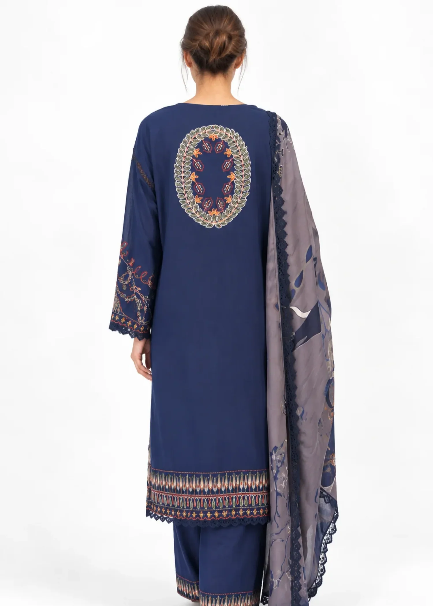 khaddar Kurta Set in Blue - view 3