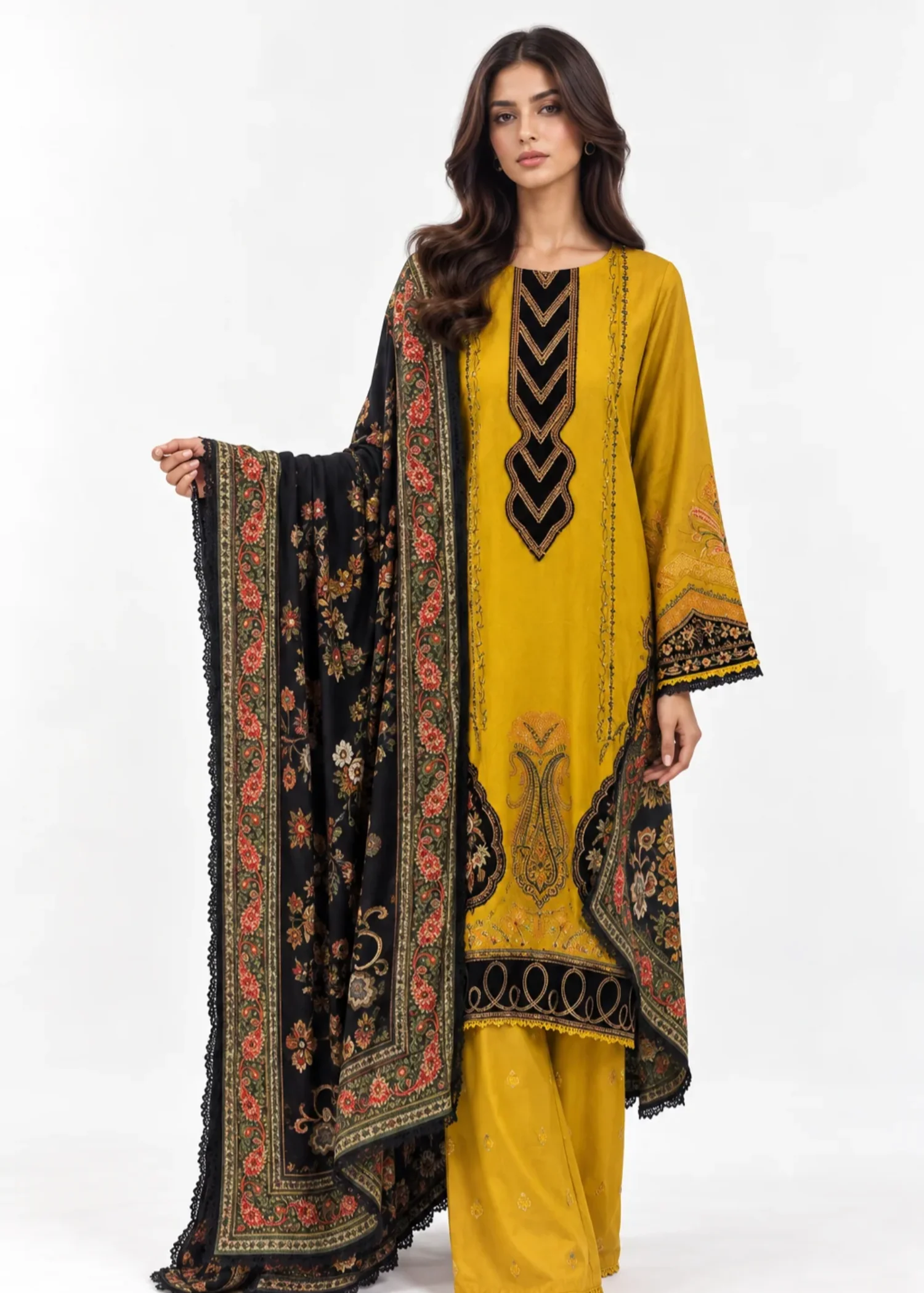 khaddar Kurta Set in Mellow yellow