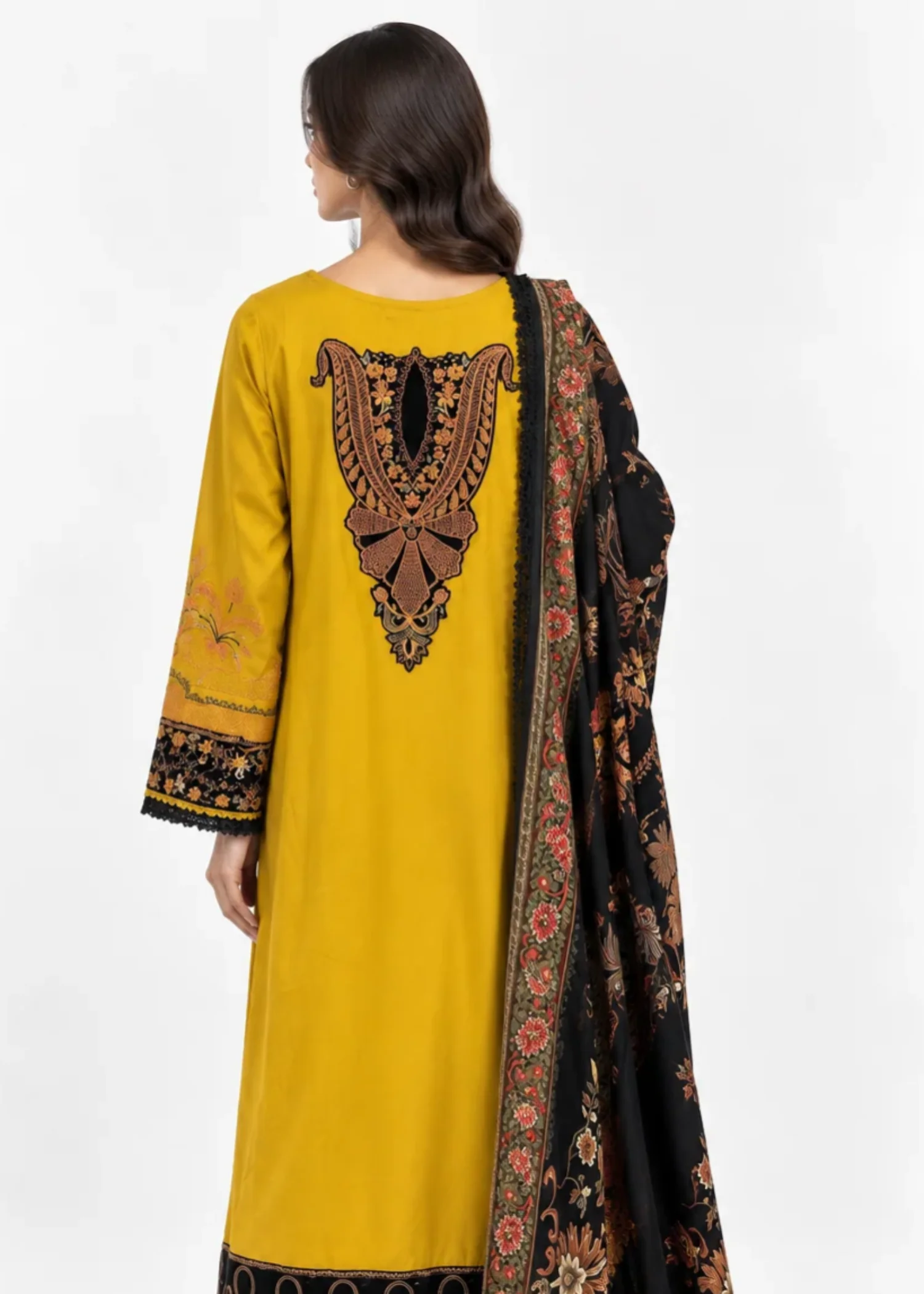 khaddar Kurta Set in Mellow yellow - view 3
