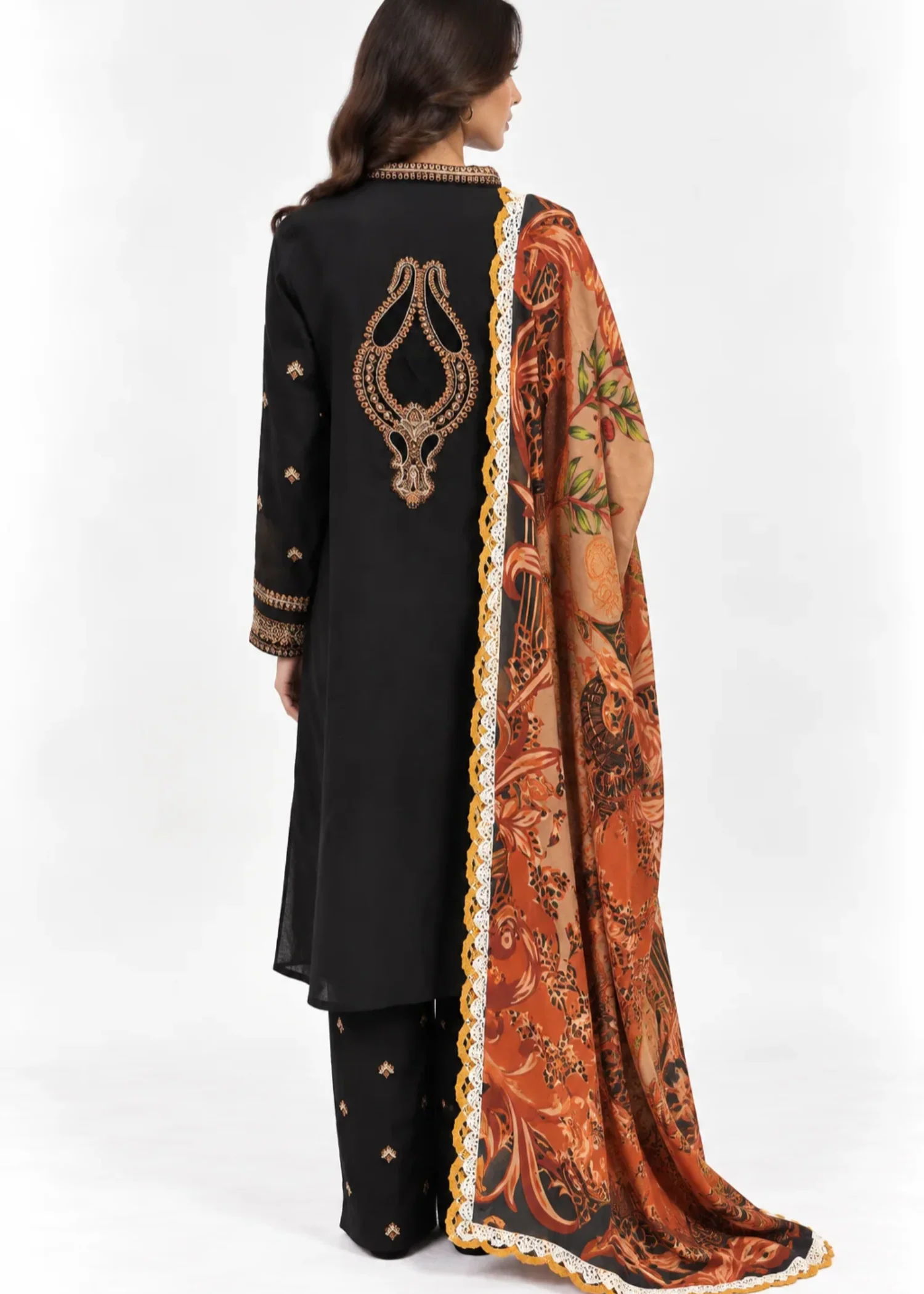 khaddar Kurta Set in Black - view 3