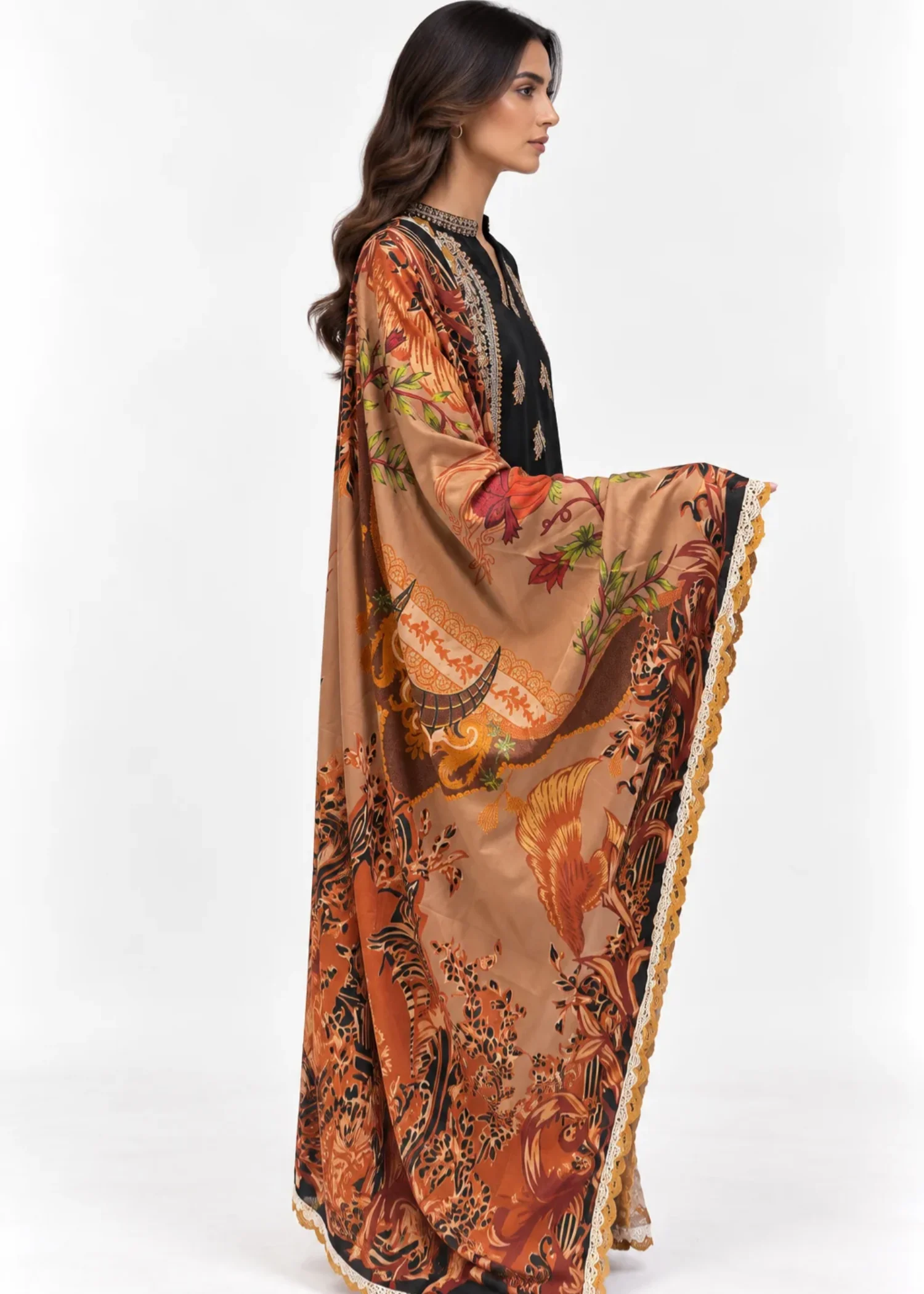 khaddar Kurta Set in Black - view 2
